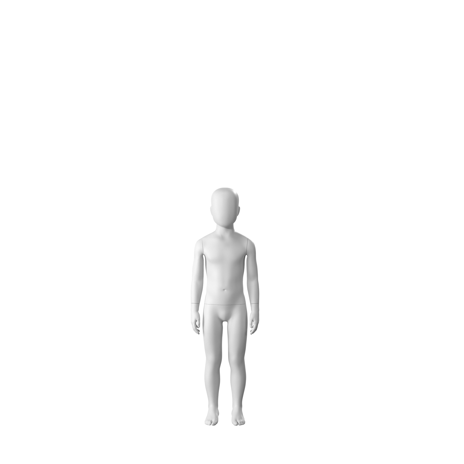 Maniquí infantil abstracto blanco, con cabeza abstracta, de 6 años, en blanco, postura CM306.