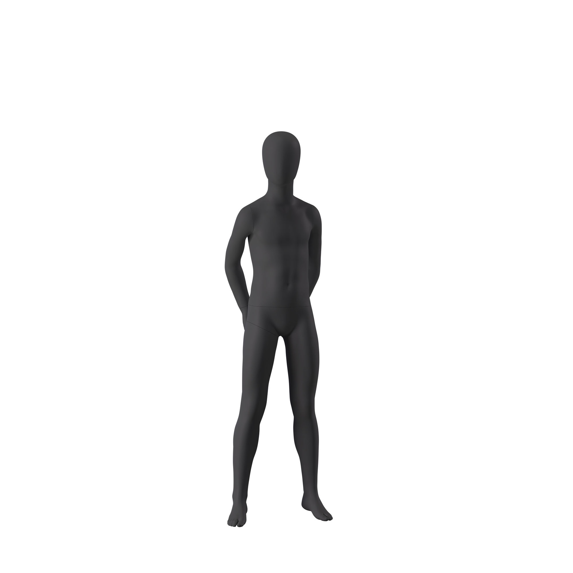 BINK - Maniquí realista niño de color negro, estilo urbano, cabeza abstracta, 12 años, postura de pie 208