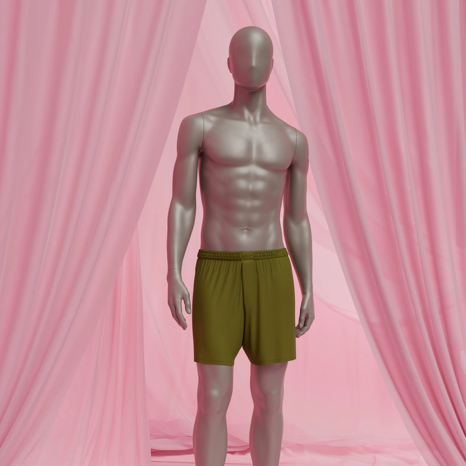 Underwear mannequin, male, bronze metallic skin color mat, standing pose 52