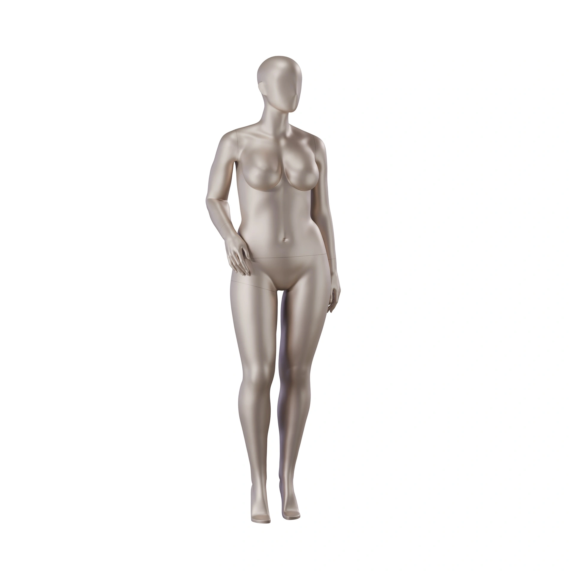 Paspop lingerie dame, volslank model, D-cup, metallic huidskleur, staande pose 20D