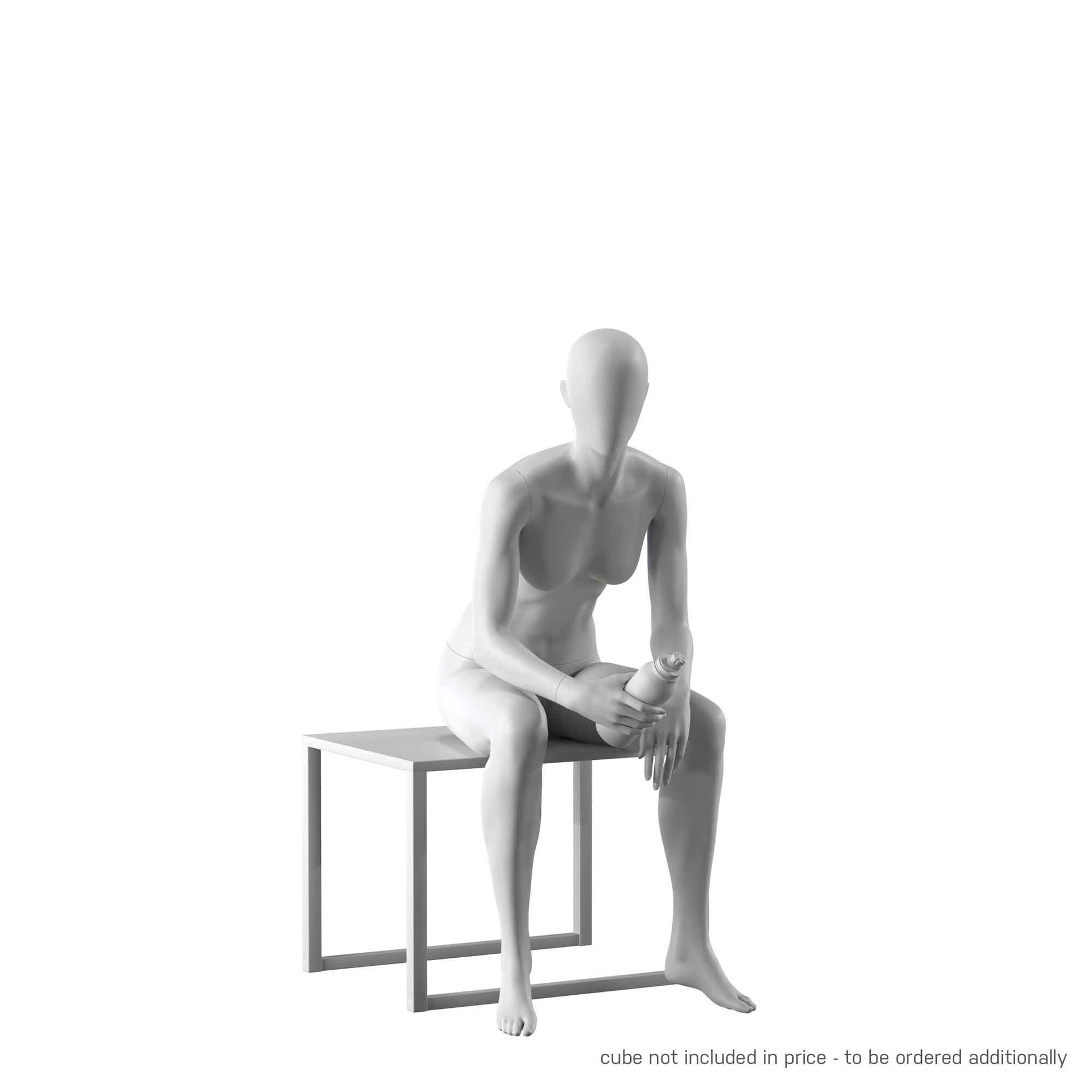 BINK - Sport dames mannequin, grijs, abstract hoofd, zittende pose 07