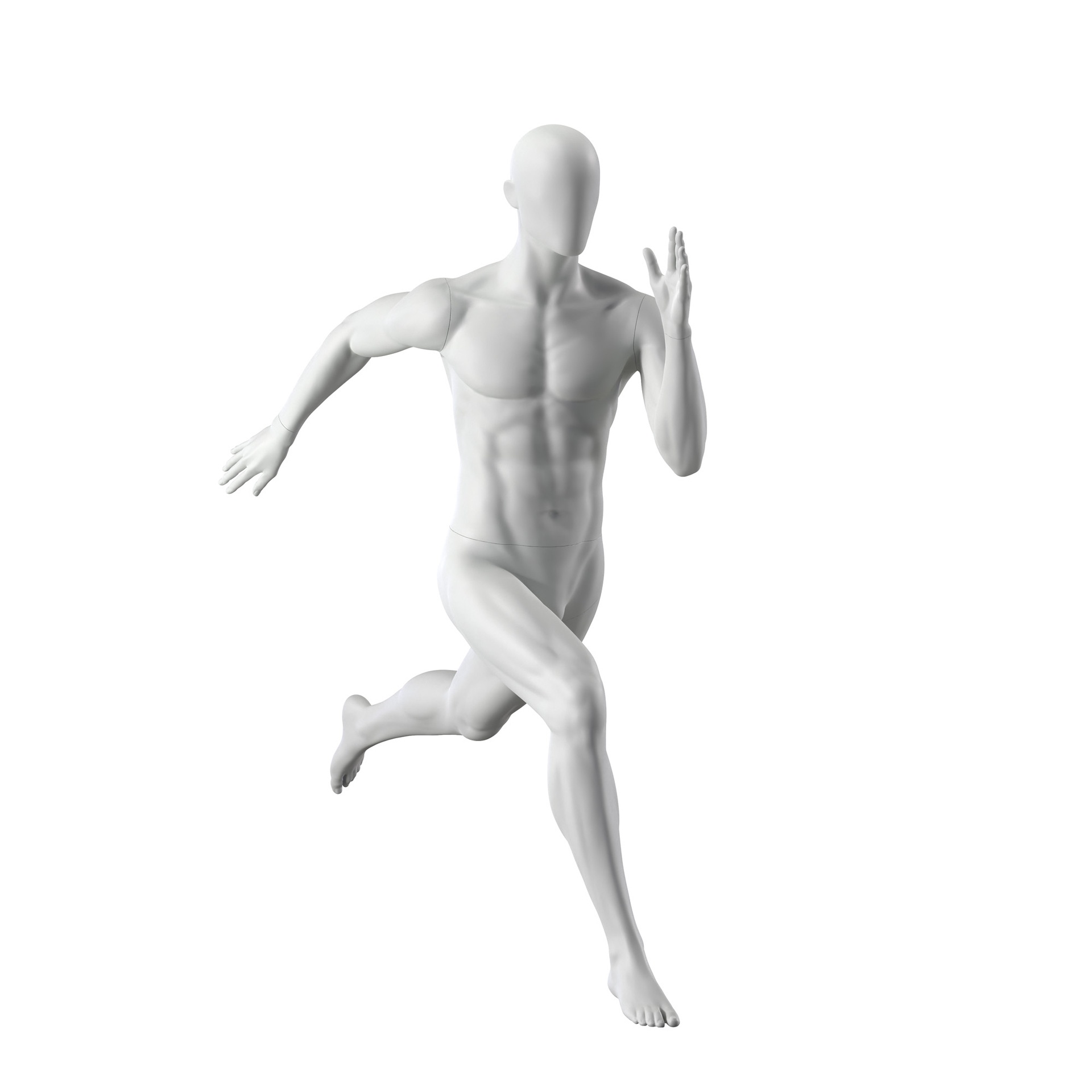 BINK - Sprinting sport mannequin, male, grey, abstract head, standing pose 305