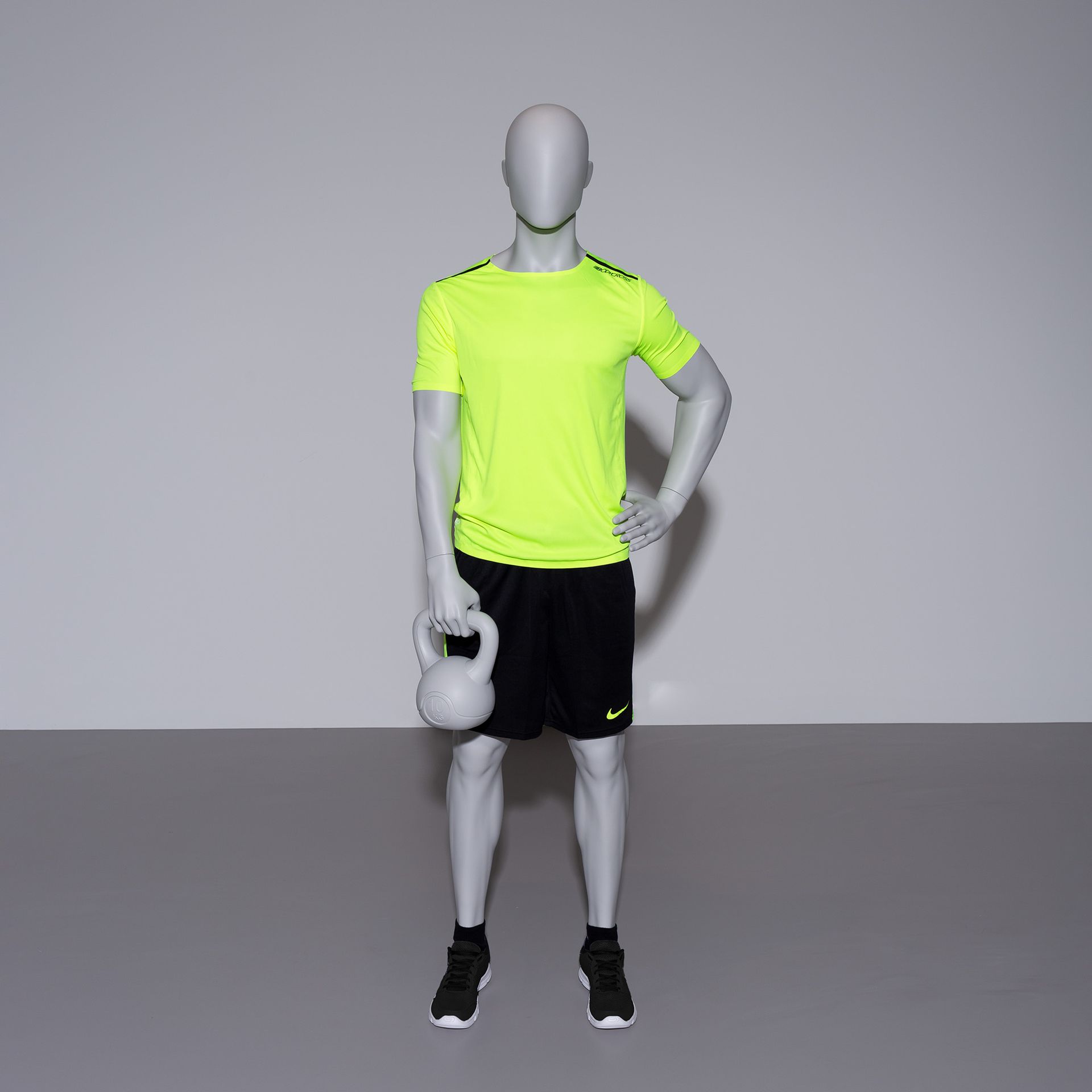 BINK - Fitness sport mannequin, male, grey, abstract head, standing pose 317