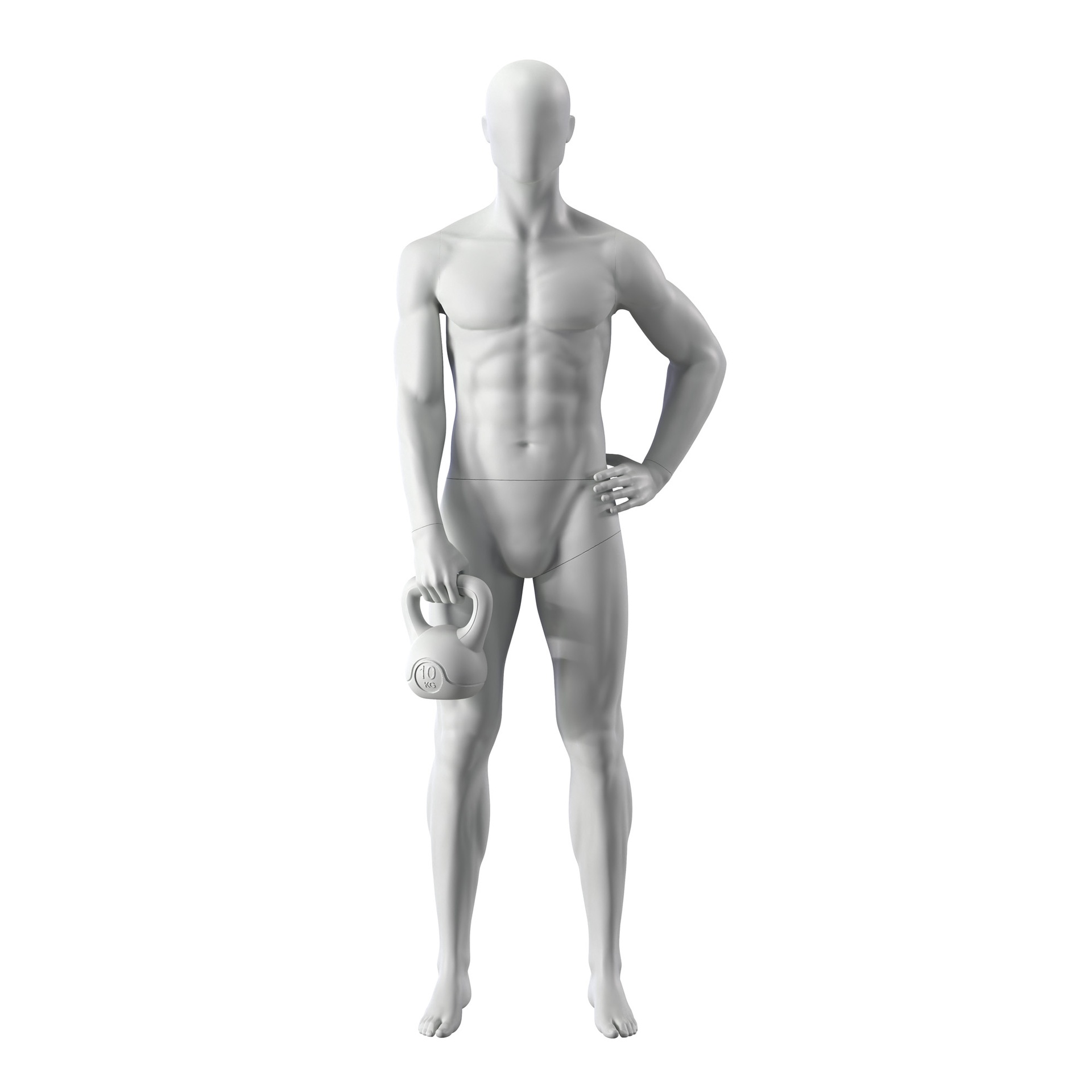 BINK - Fitness sport mannequin, male, grey, abstract head, standing pose 317