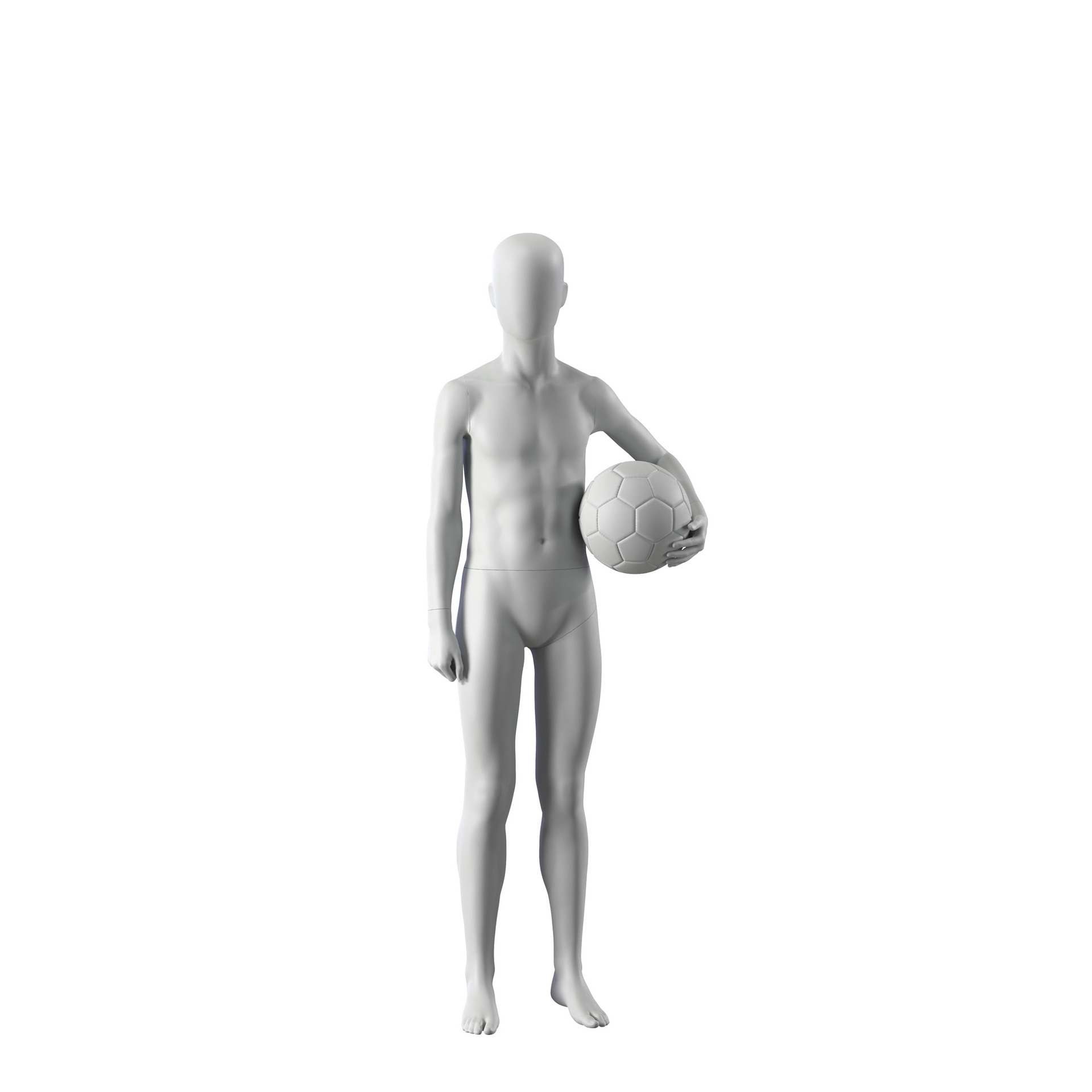 BINK - Maniquí de deporte niño, gris, 12 años, cabeza abstracta, postura de pie 606