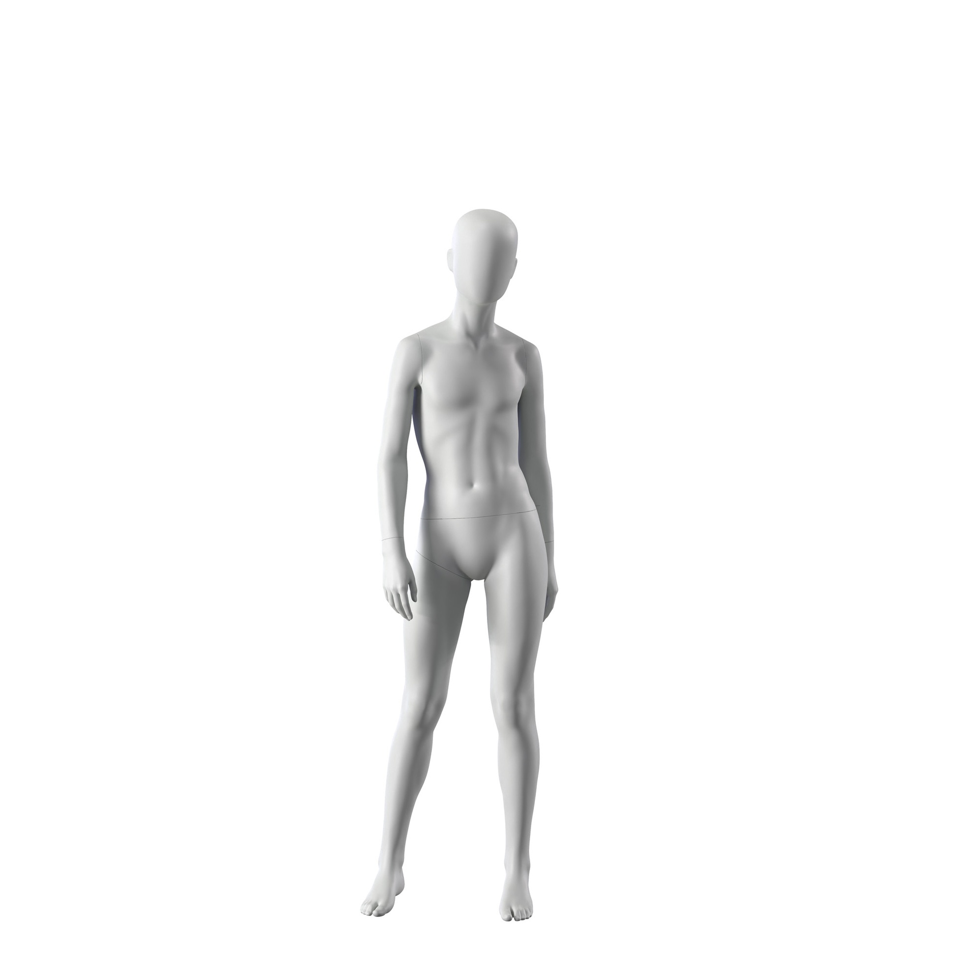 BINK - Maniquí de deporte niño, gris, 12 años, cabeza abstracta, postura de pie 607