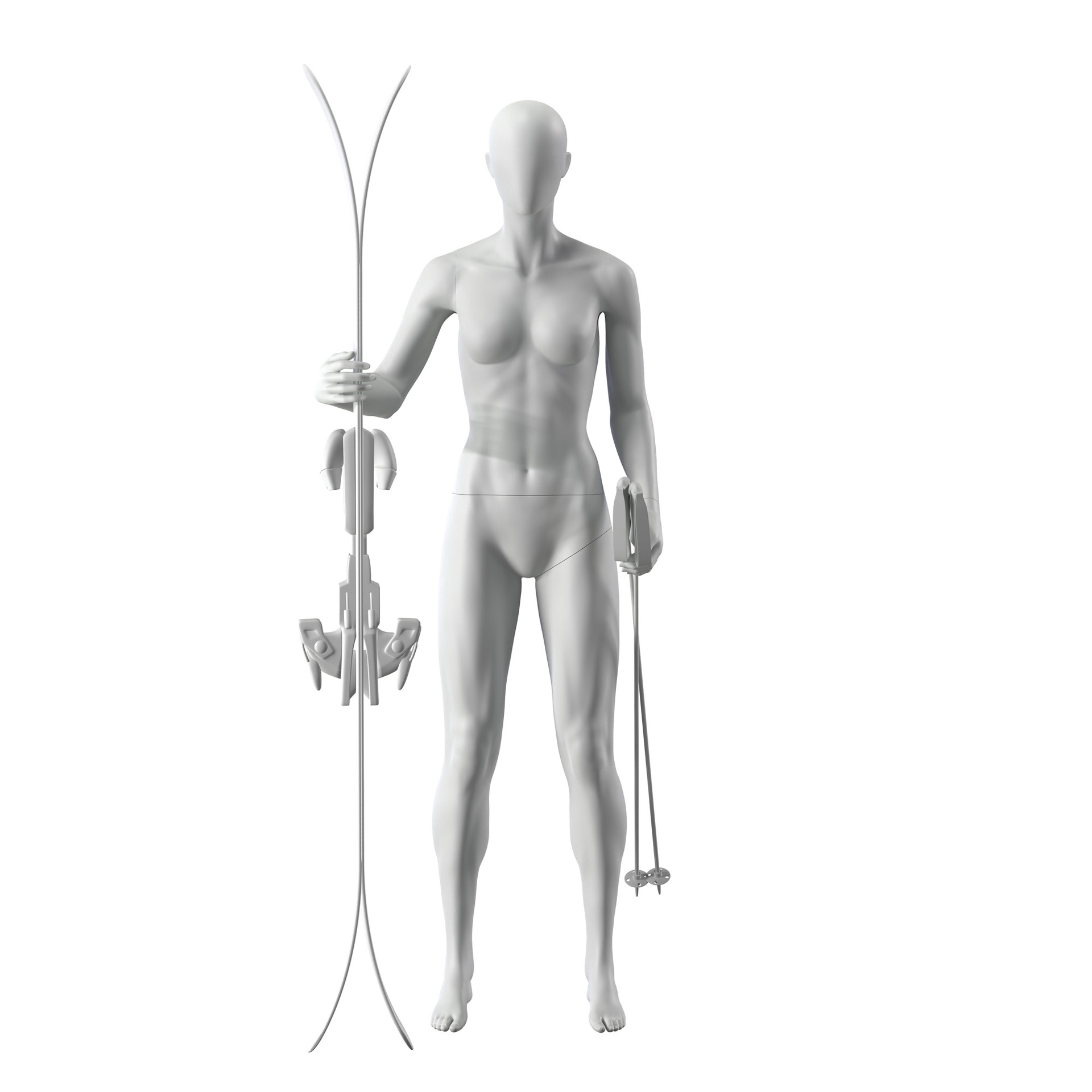BINK - Ski sport mannequin, female, grey, abstract head, standing pose 10