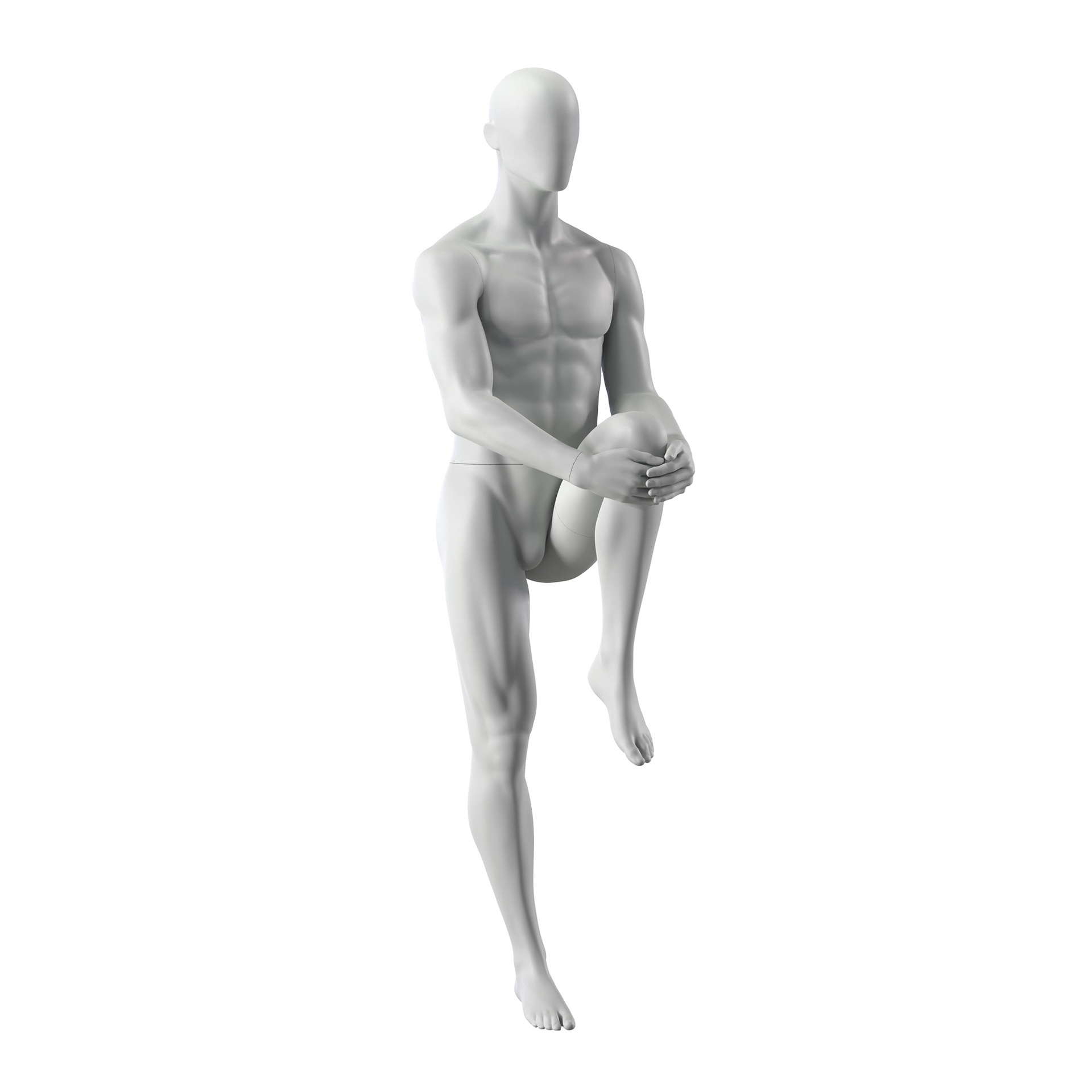 BINK - Stretching sport mannequin, male, grey, abstract head, standing pose 302