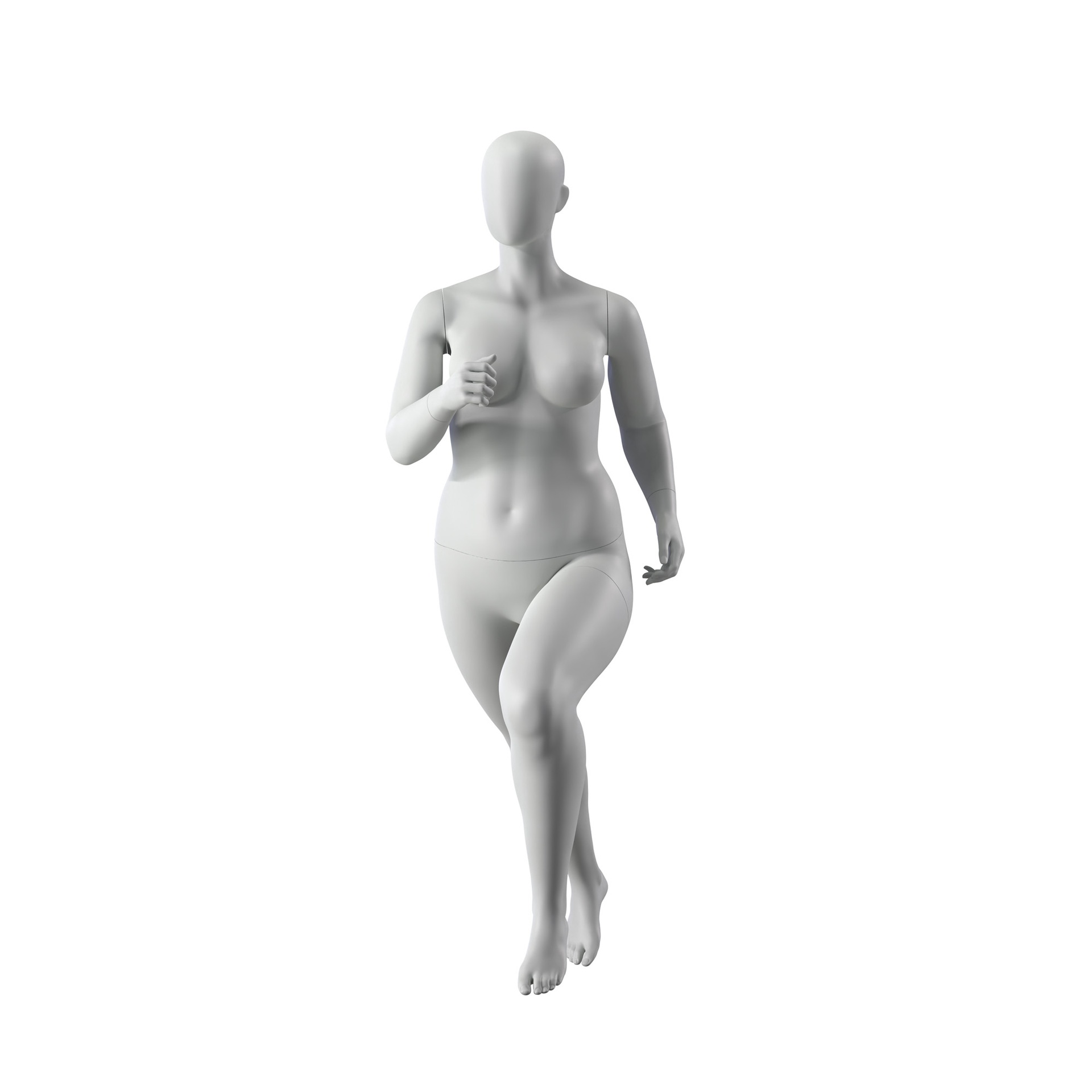 BINK - Running Schaufensterpuppe Dame, Plus-size-modell, grau, abstrakter Kopf, stehende Pose 32