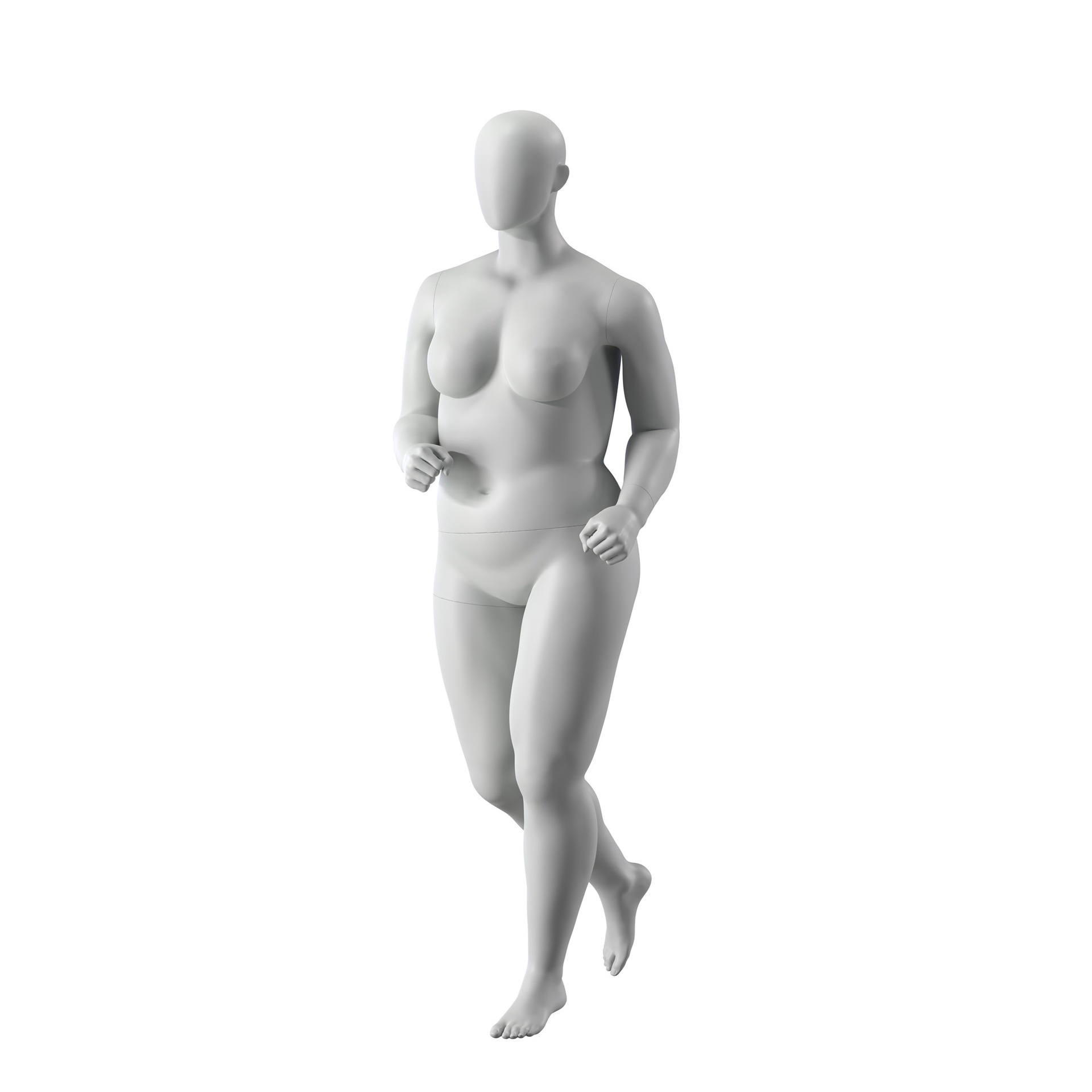 BINK - Maniquí de deporte talla grande corriendo, mujer, gris, cabeza abstracta, postura de pie 36