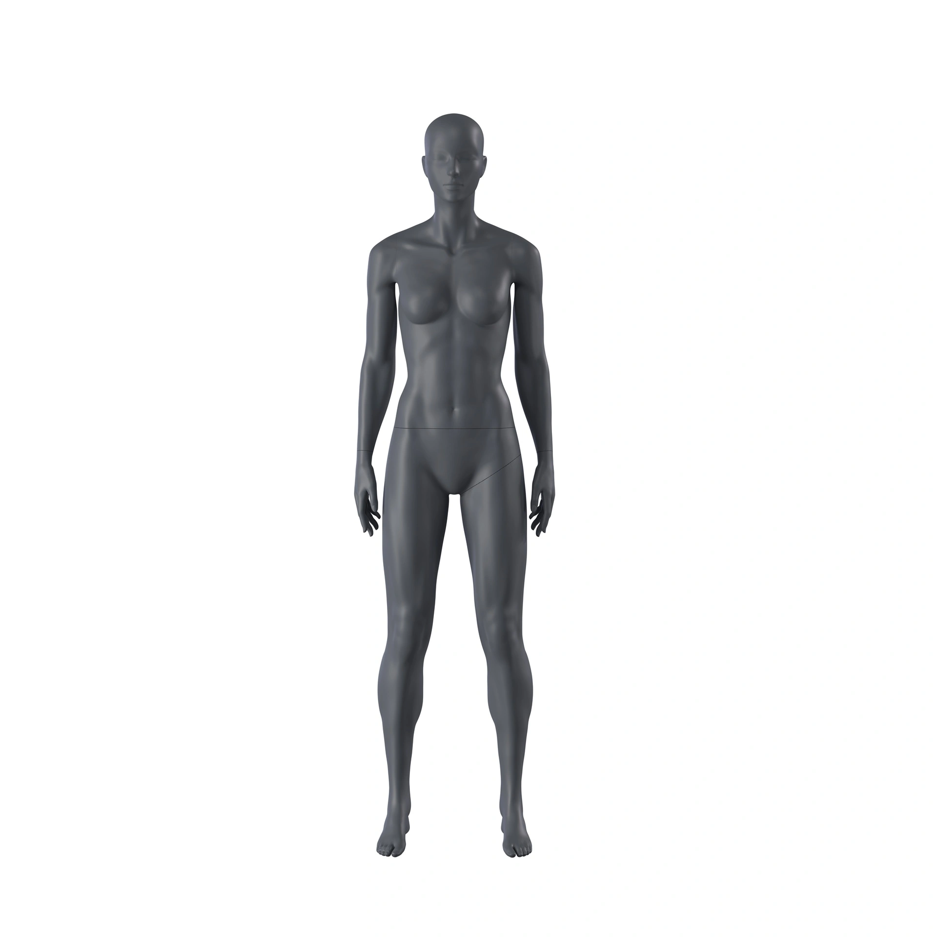 BINK - Sport dames mannequin, omnisport, grafiet grijs, gestilleerd hoofd, staande pose 01