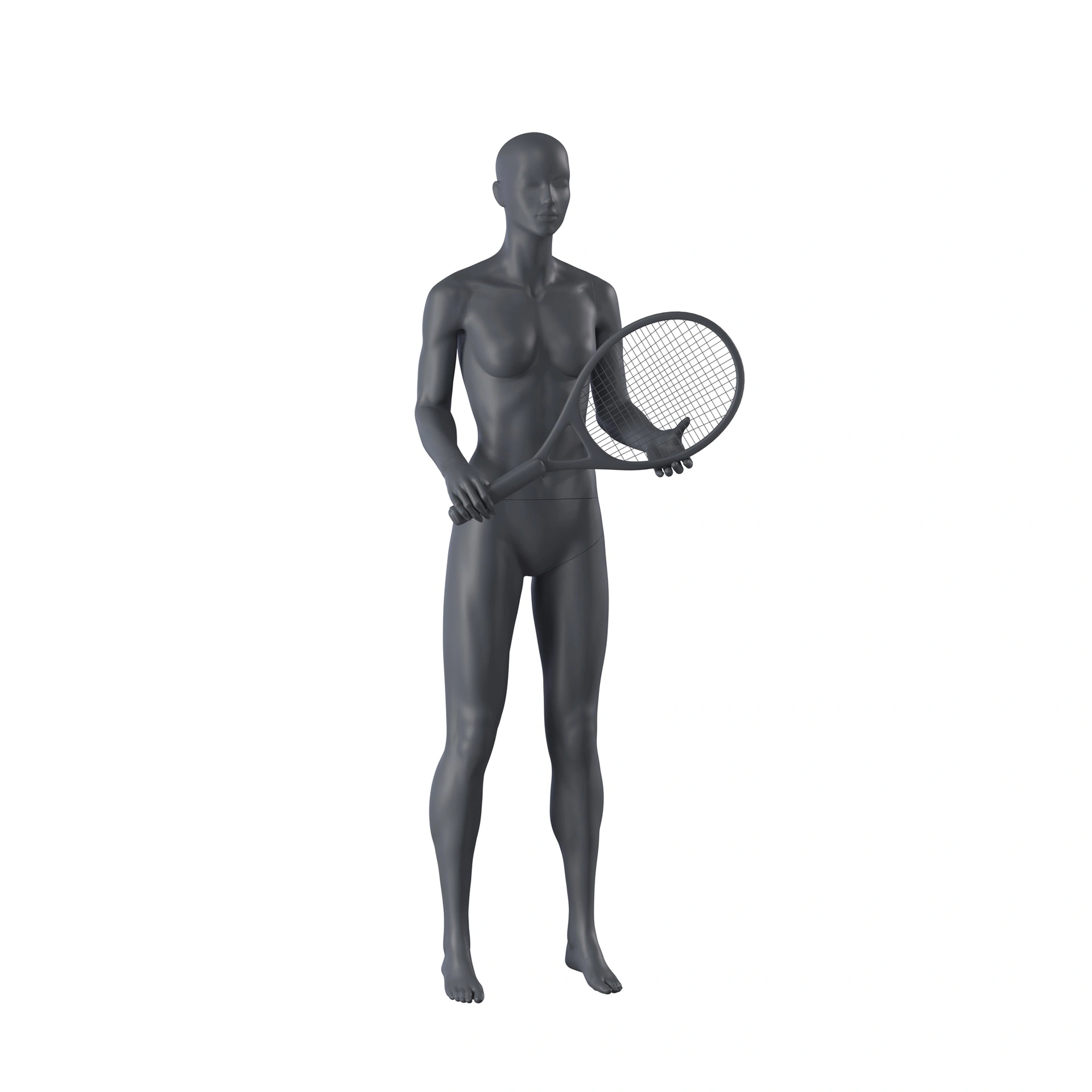 BINK - Tennis sport female mannequin, graphite grey, stylized head, standing pose 02
