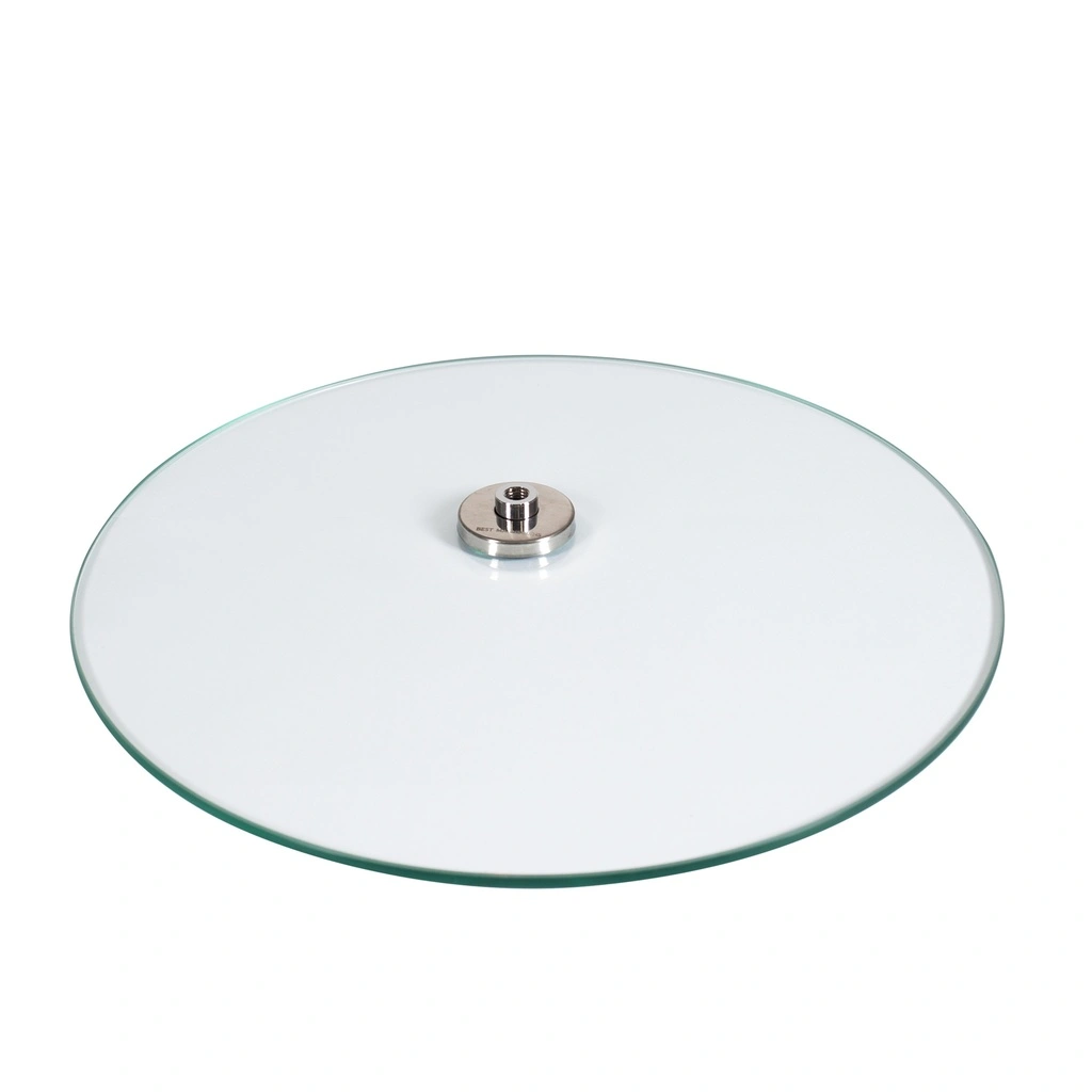 Round tempered glass base, dia 42 cm, M12 connector in chromed steel ...