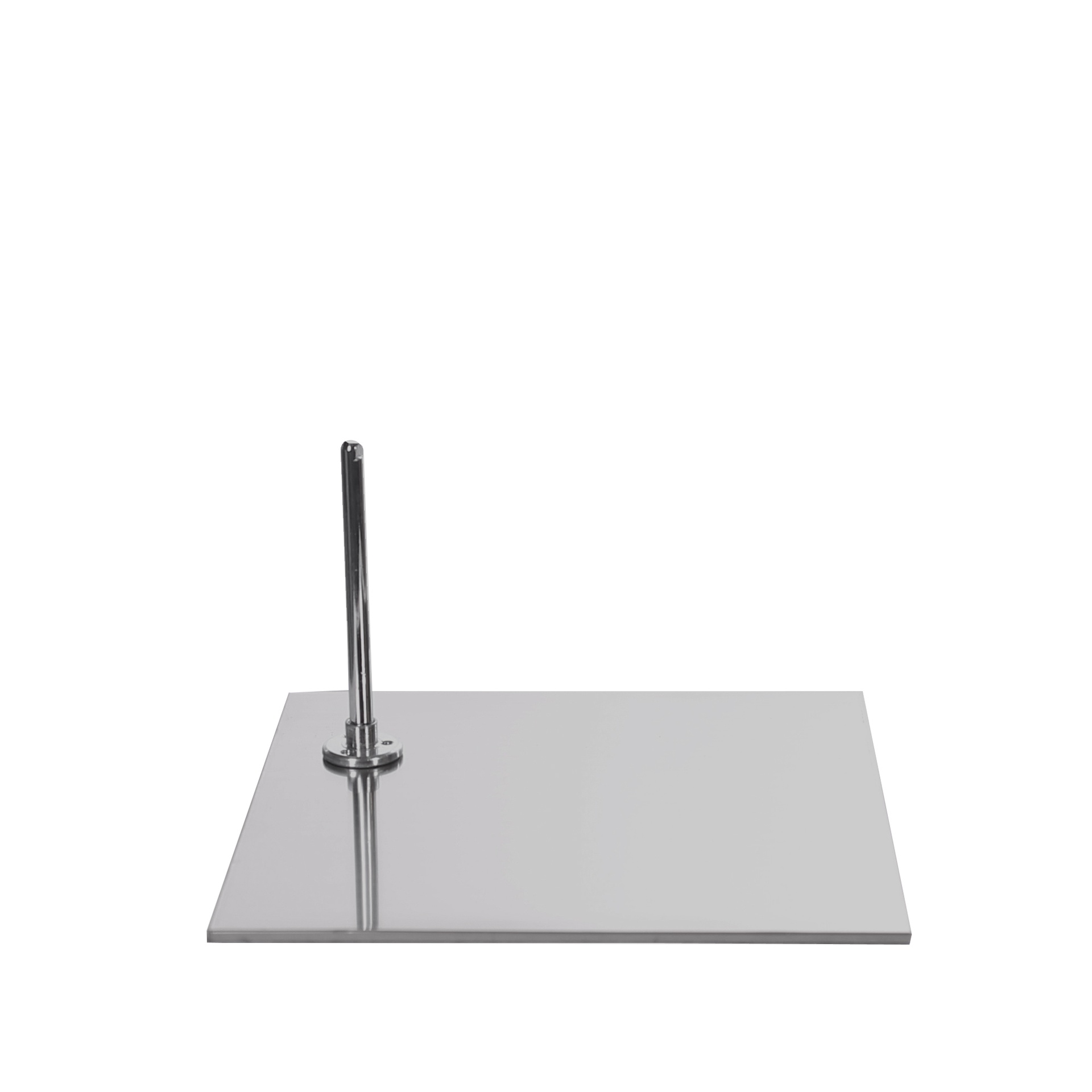 BINK - Square base for child mannequin, 30x30 cm, in brushed nickel, with footpin