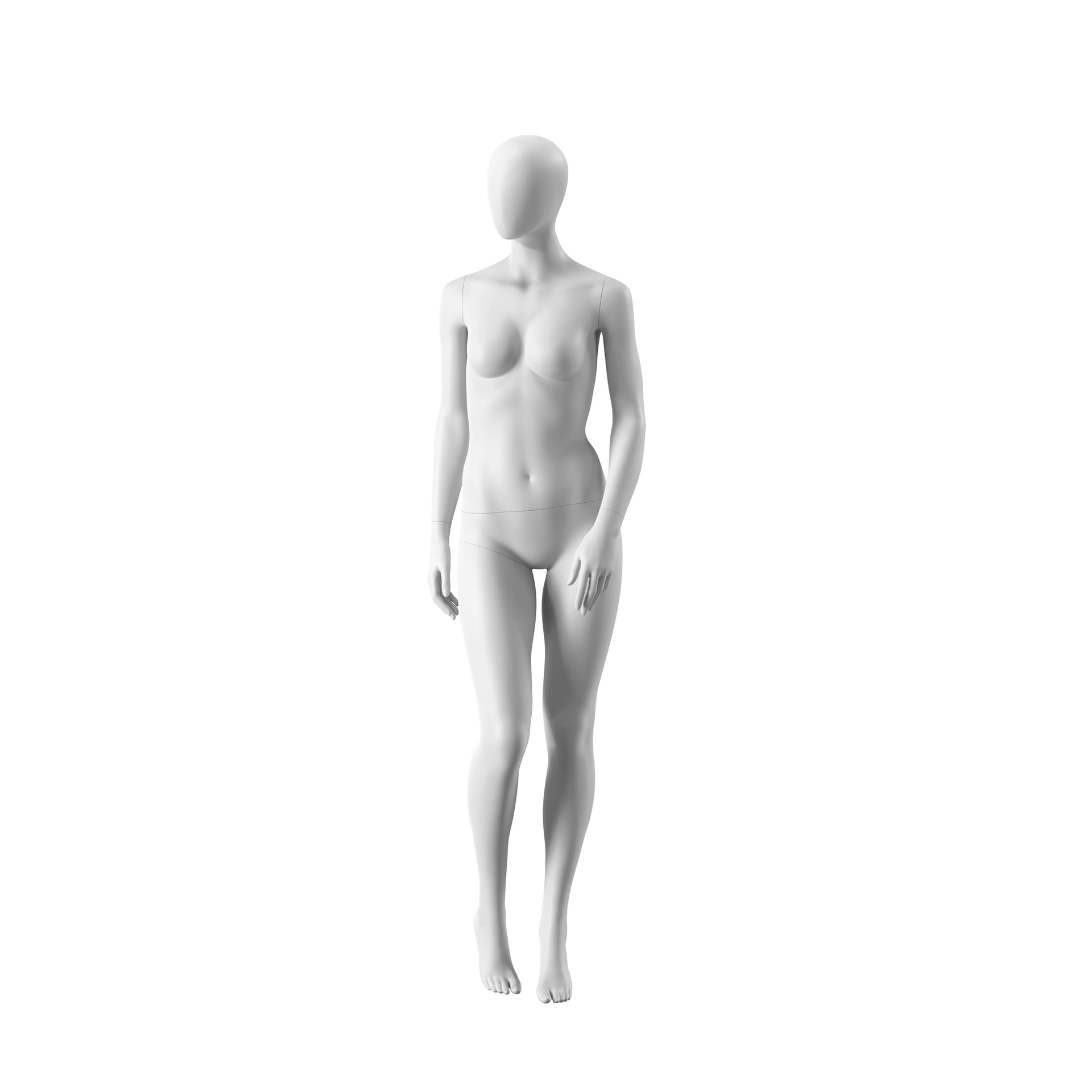 BINK - Mannequin femme, tête de ballon abstraite, robe taille 38EU, blanc mat, pose debout 09