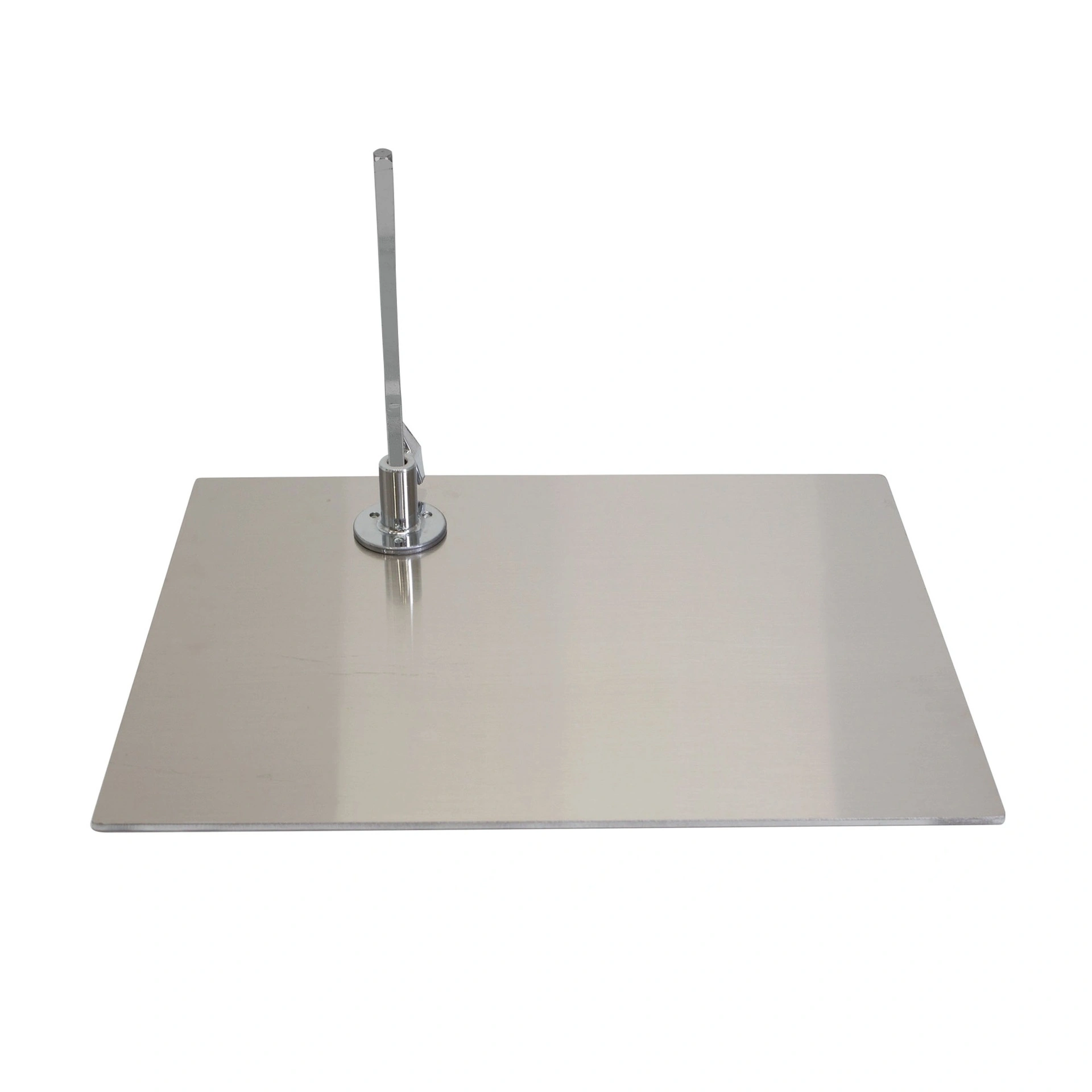Rectangular base for adult window mannequin, brushed steel