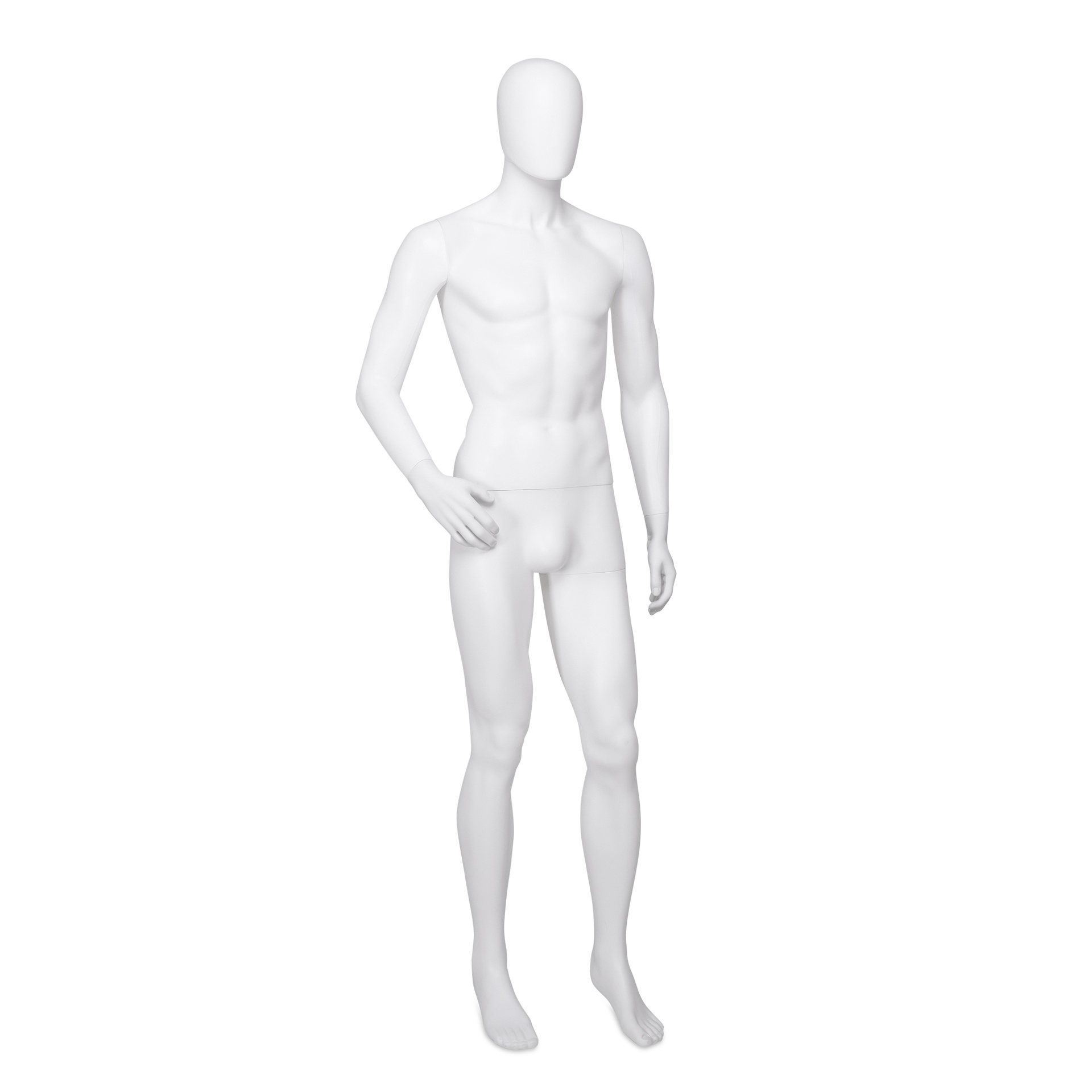 BINK - Maniquí masculino, cabeza abstracta, blanco, postura 04BN