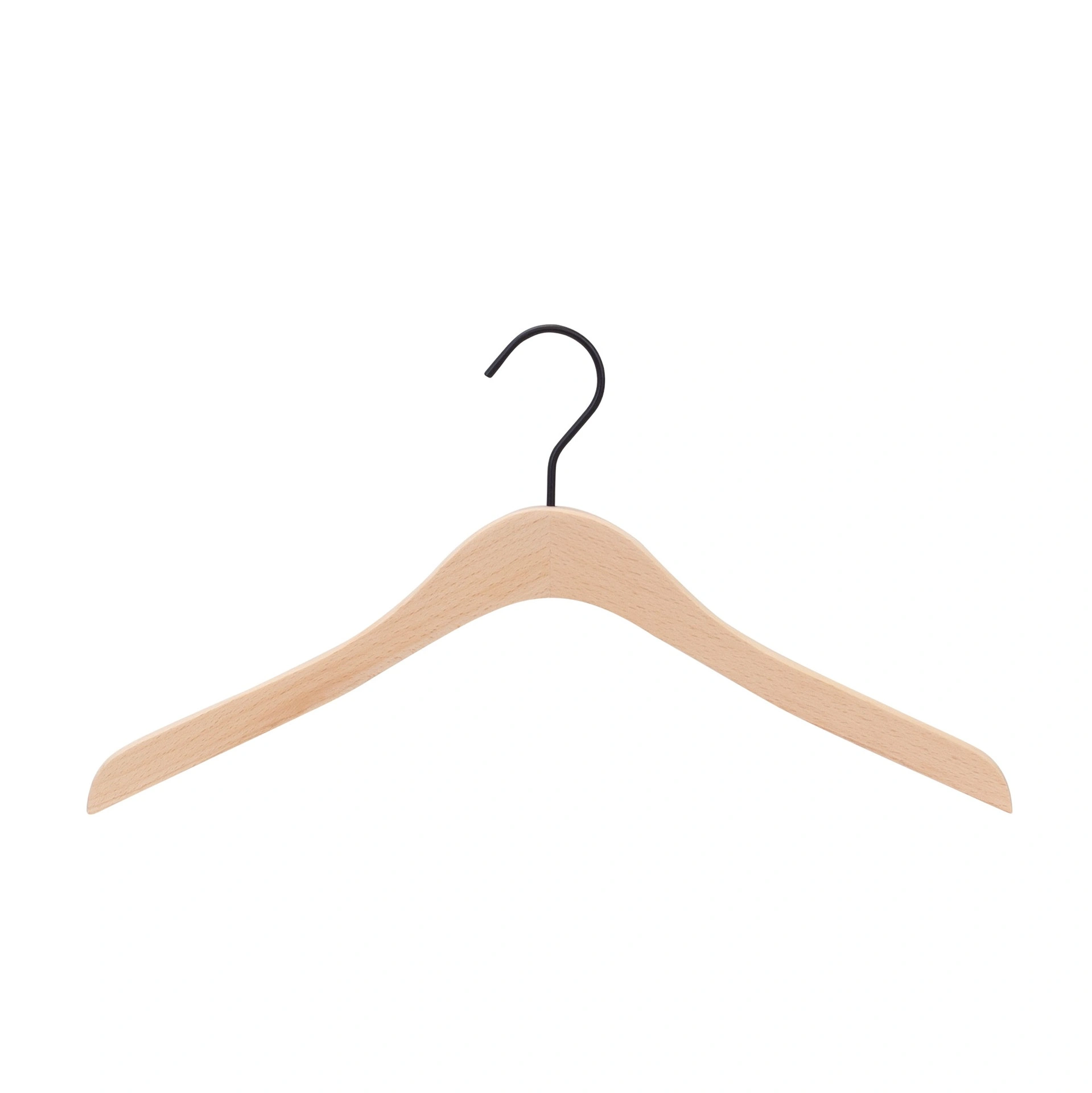 BINK - Percha de madera de haya para ropa de hombre y mujer, 41 cm de ancho, gancho negro - caja de 50 unidades