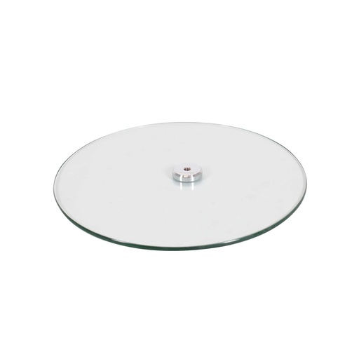 Base redonda de cristal templado, Ø 42 cm, conector M12 de acero cromado (19,5 cm)