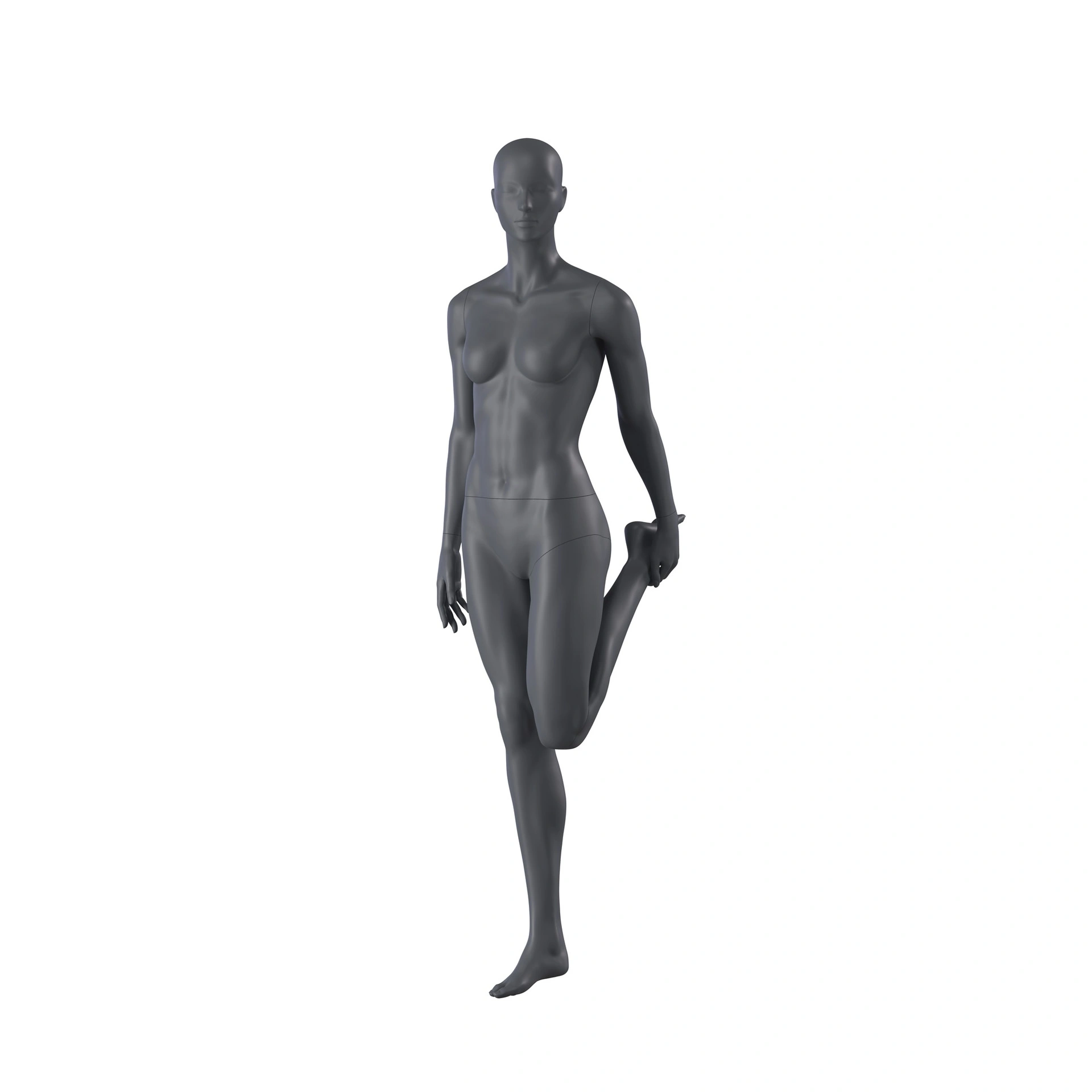 BINK - Stretching dames mannequin, grafiet grijs, gestilleerd hoofd, staande pose 03 