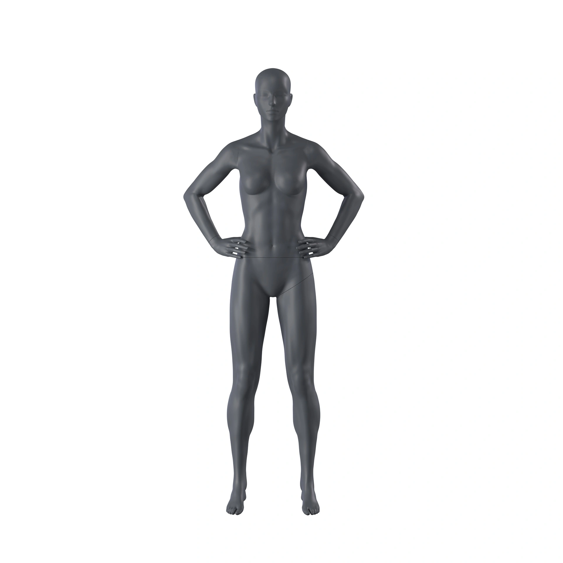BINK - Sport dames mannequin, grafiet grijs, gestilleerd hoofd, staande pose 13