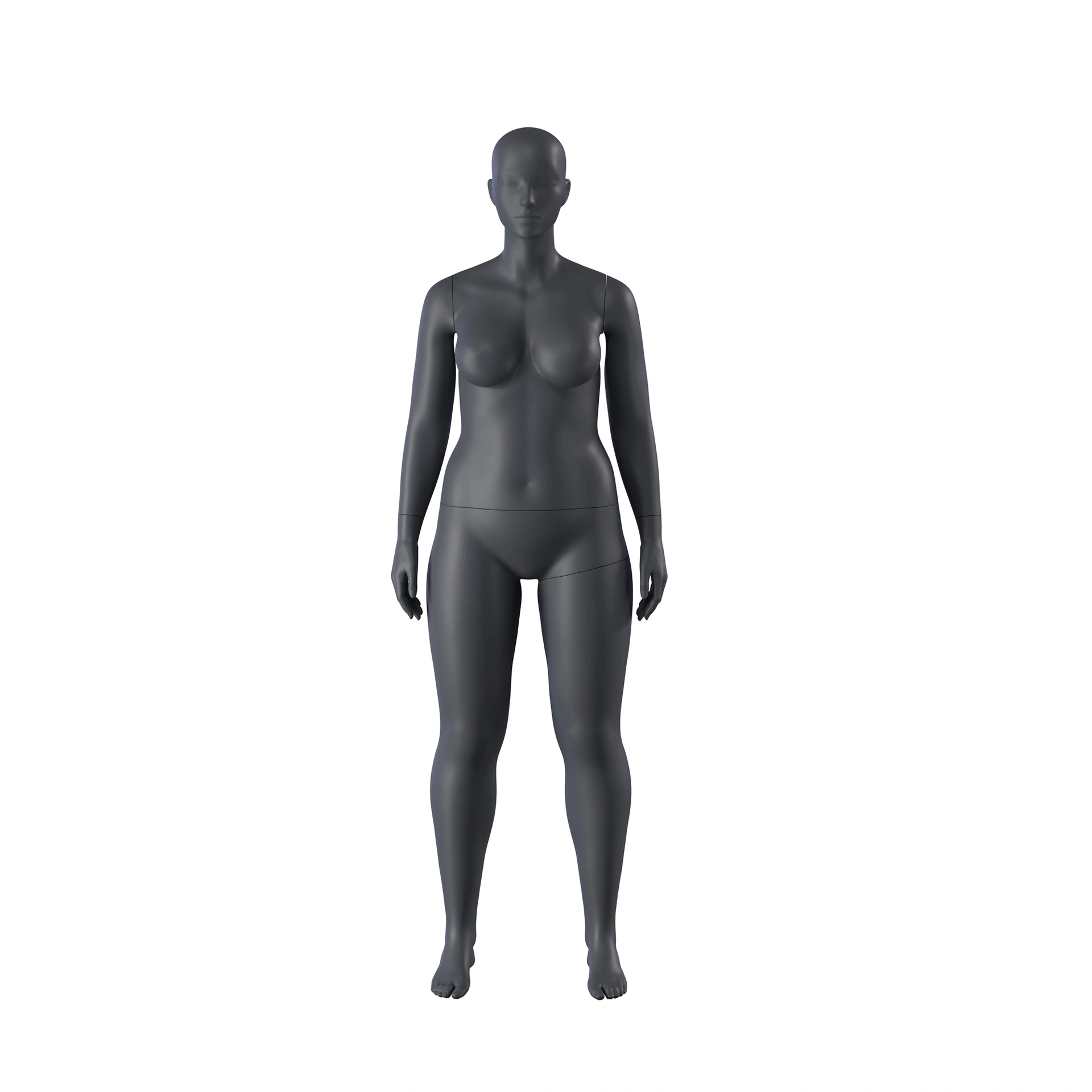 BINK - Plus size sport mannequin, female, graphite grey, stylised head, standing pose 33