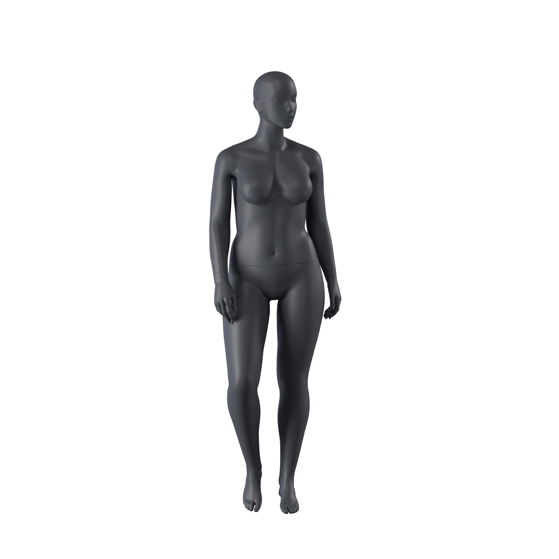 BINK - Maniquí de deporte talla grande, mujer, gris grafito, cabeza estilizada, postura de pie 29