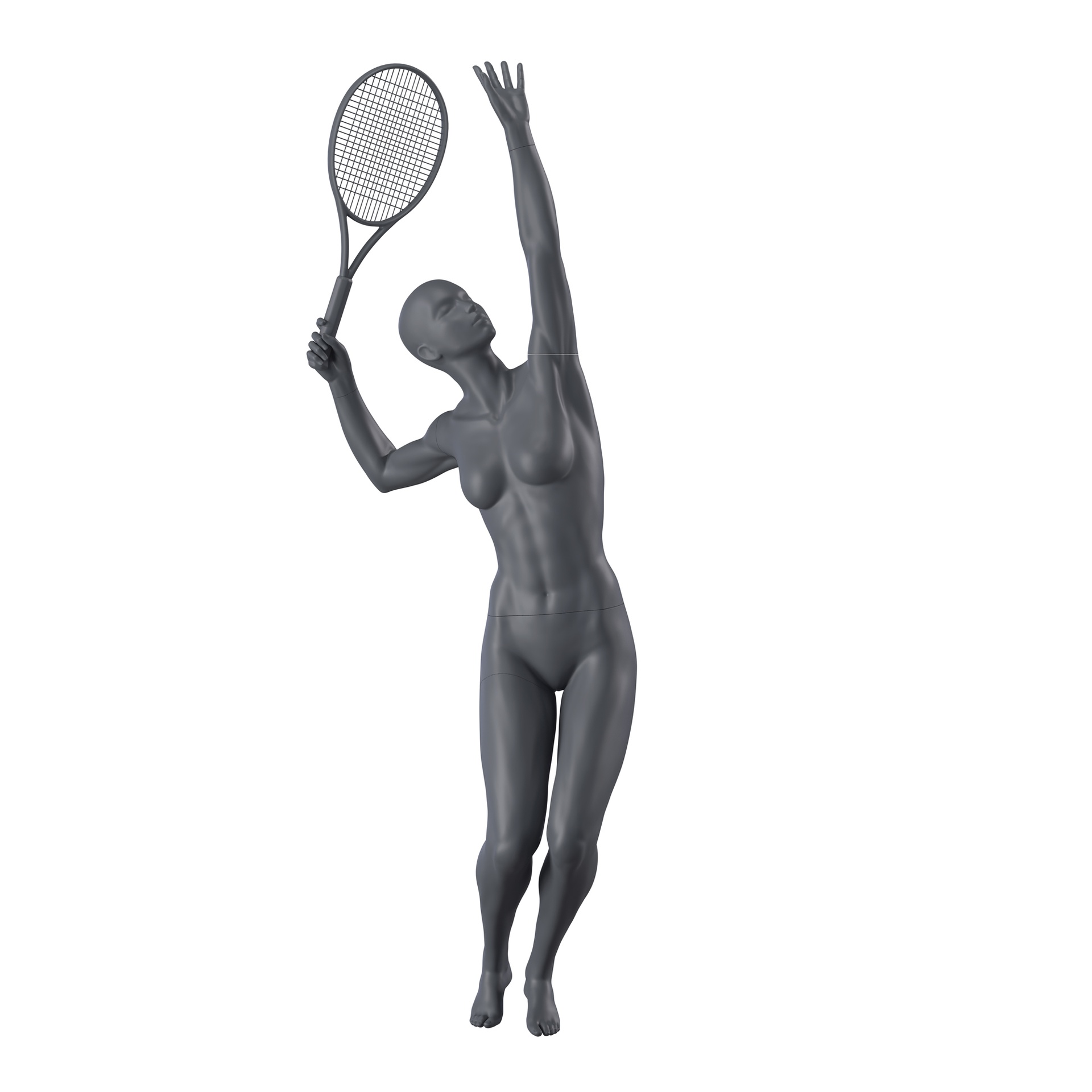 BINK - Tennis and padel sport mannequin, female, graphite grey, stylised head, standing pose 50