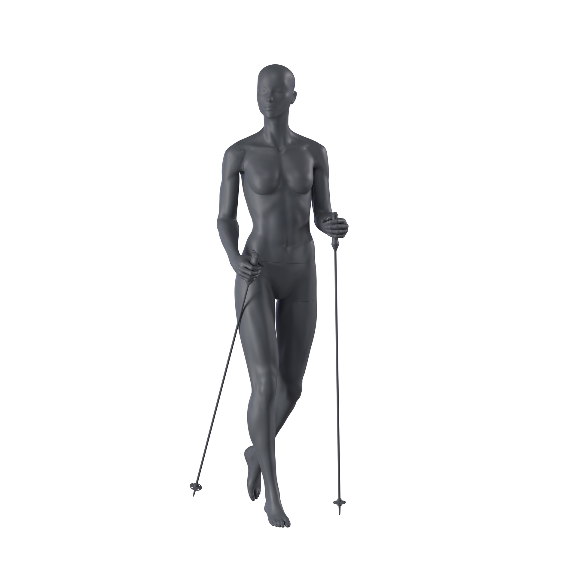 BINK - Trekking sport mannequin, female, graphite grey, stylised head, standing pose 161