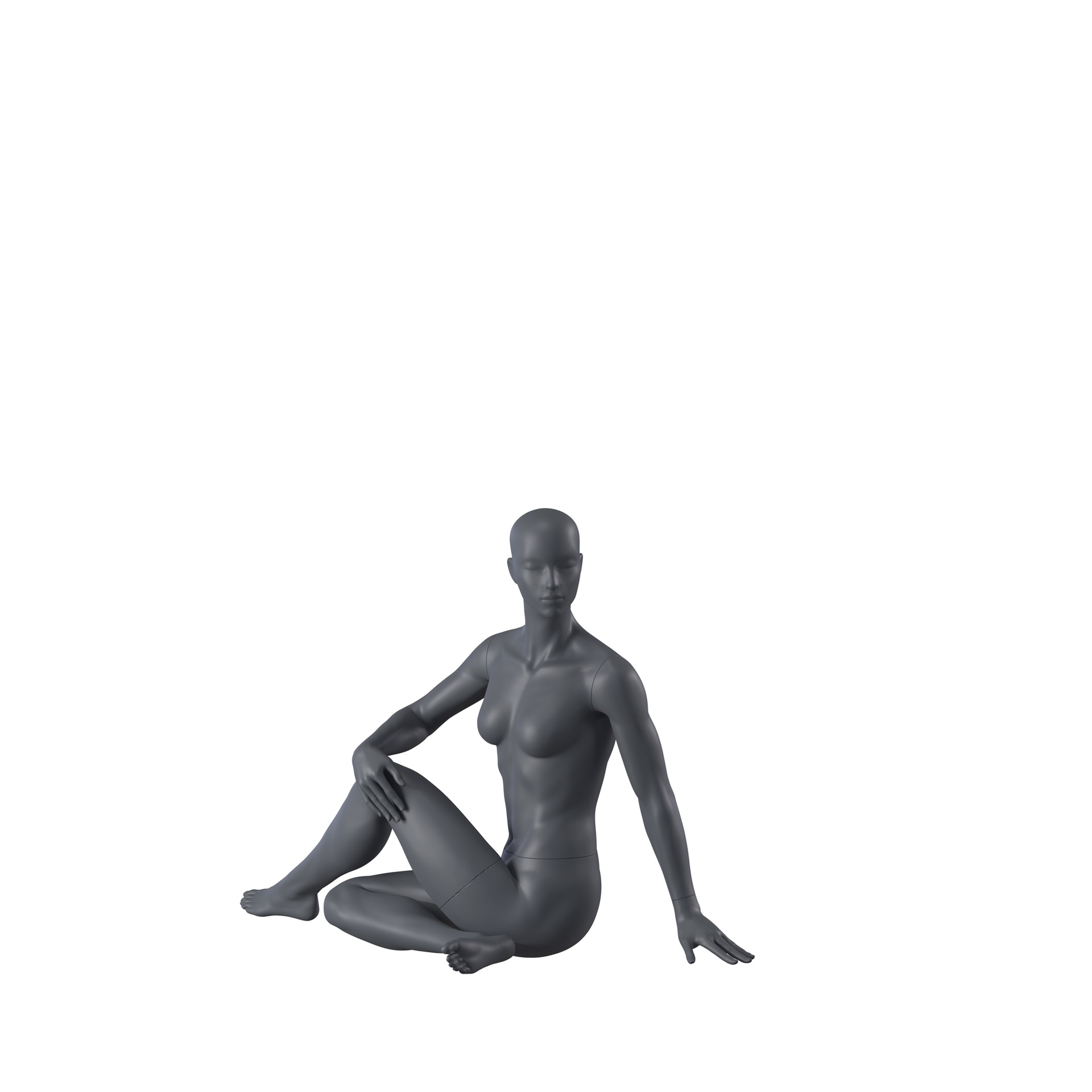BINK - Yoga sport dames mannequin, grafiet grijs, gestilleerd hoofd, zittende pose 124