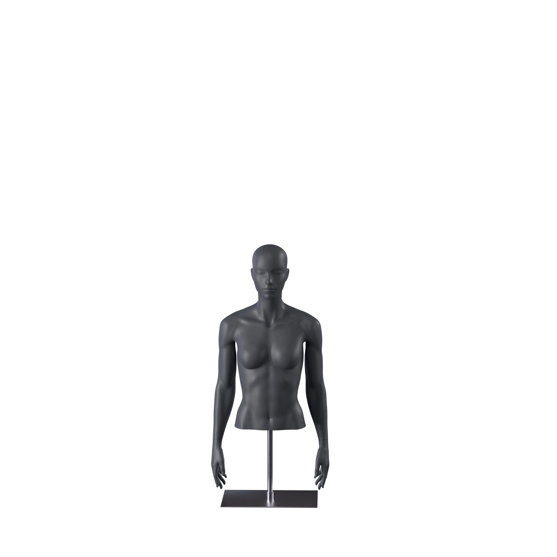 BINK - Sport bust without legs, female, graphite grey, metal base, stylisedt head, pose 251