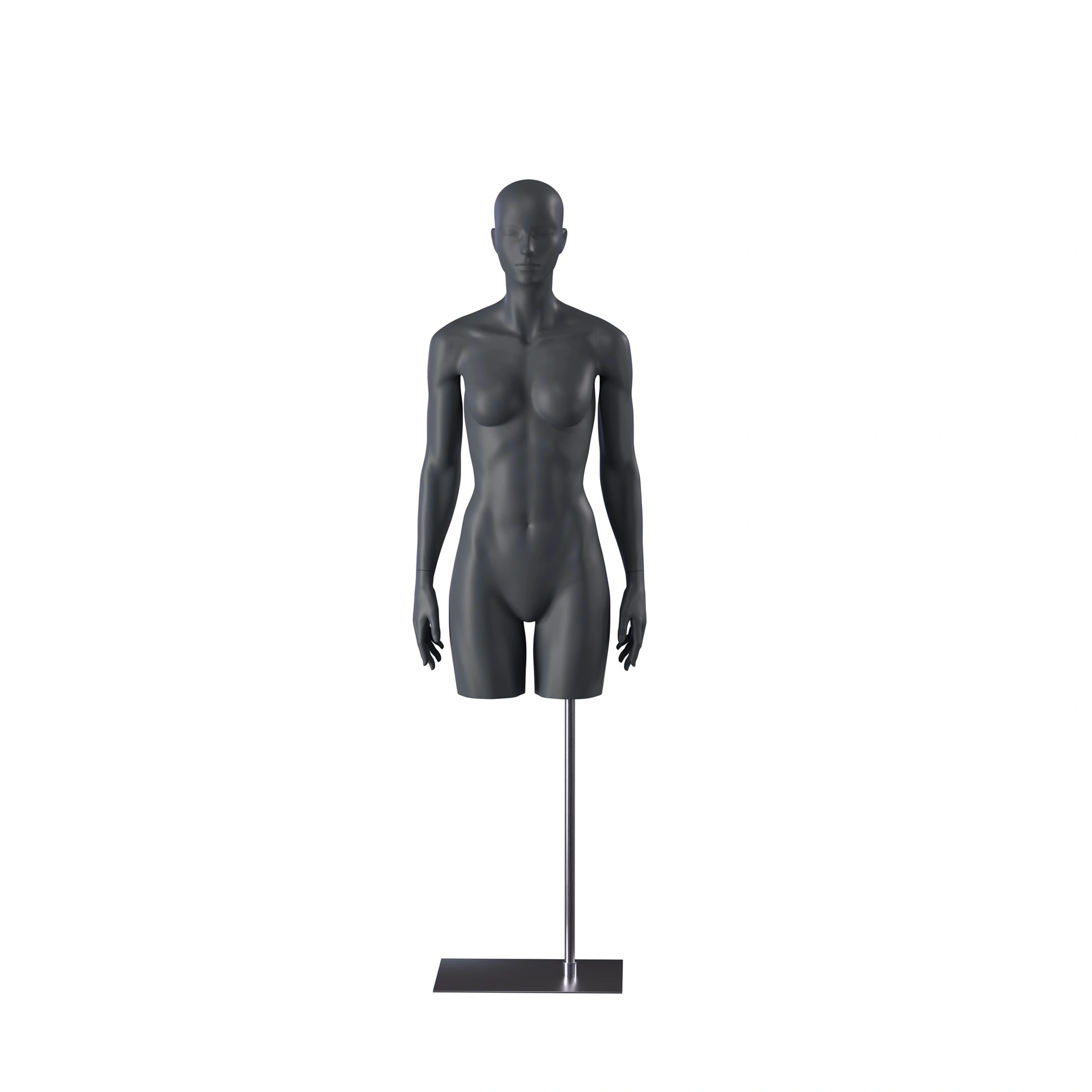 BINK - Sportlicher Damentorso mit Beine, graphitgrau, Metallbasis, stillierten Kopf, pose 201