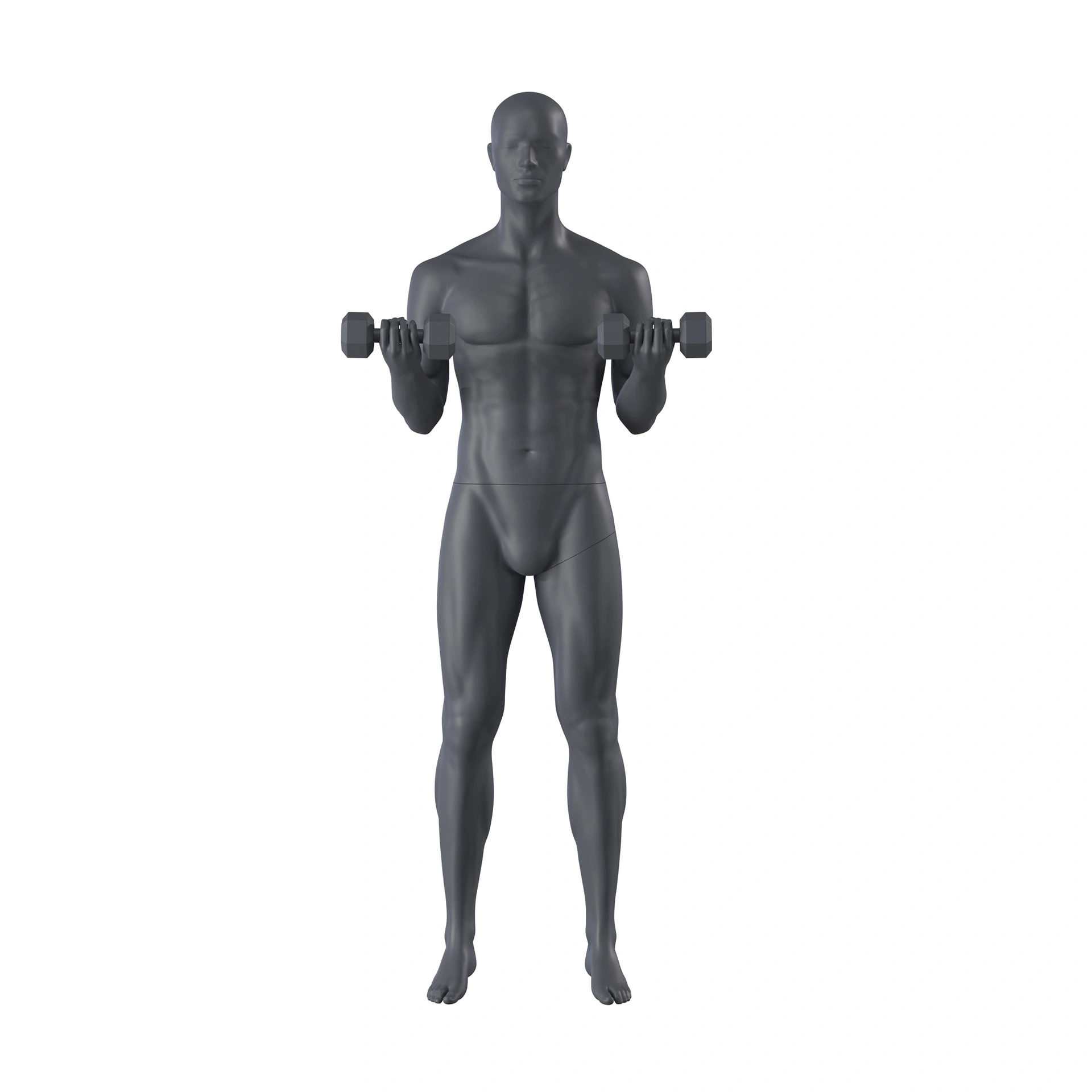 BINK - Fitness sport mannequin, male, graphite grey, stylised head, standing pose 319 