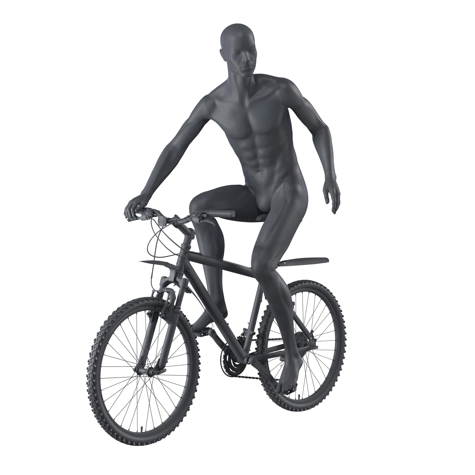 BINK - Biker Schaufensterpuppe Herr, graphitgrau, stillierten Kopf, sitzende Pose 327