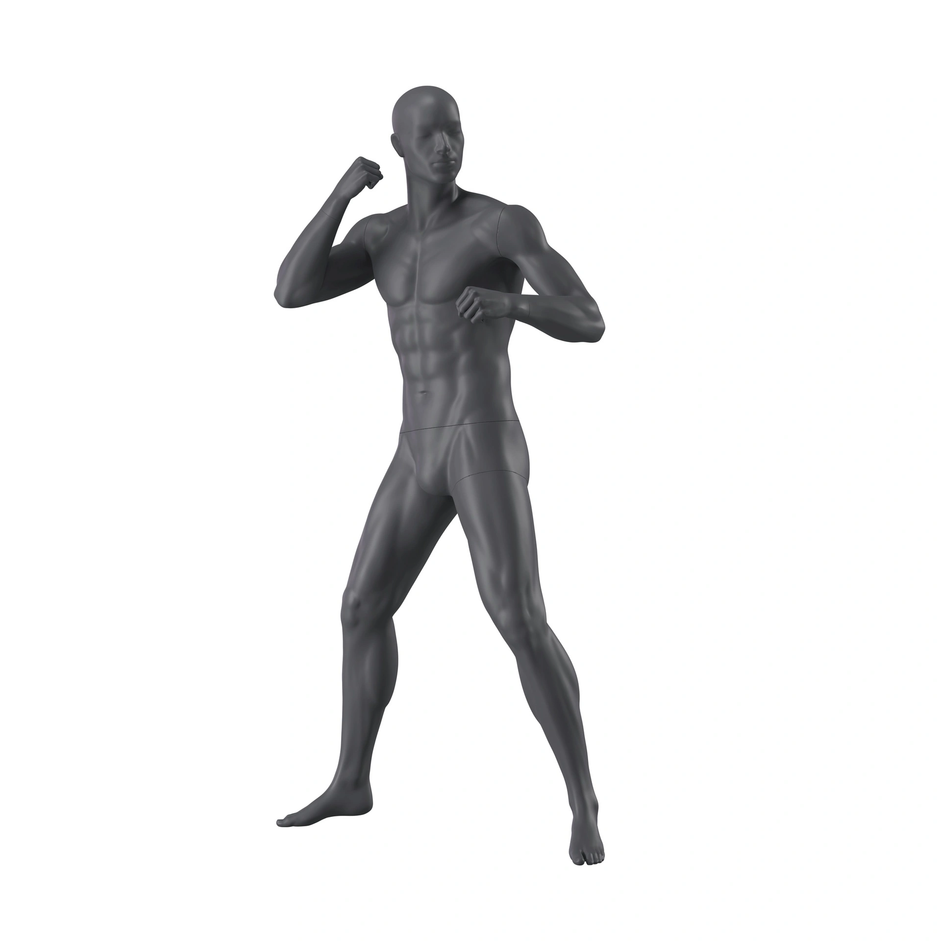 BINK - Boxer sport male mannequin, graphite grey, stylized head, standing pose 363