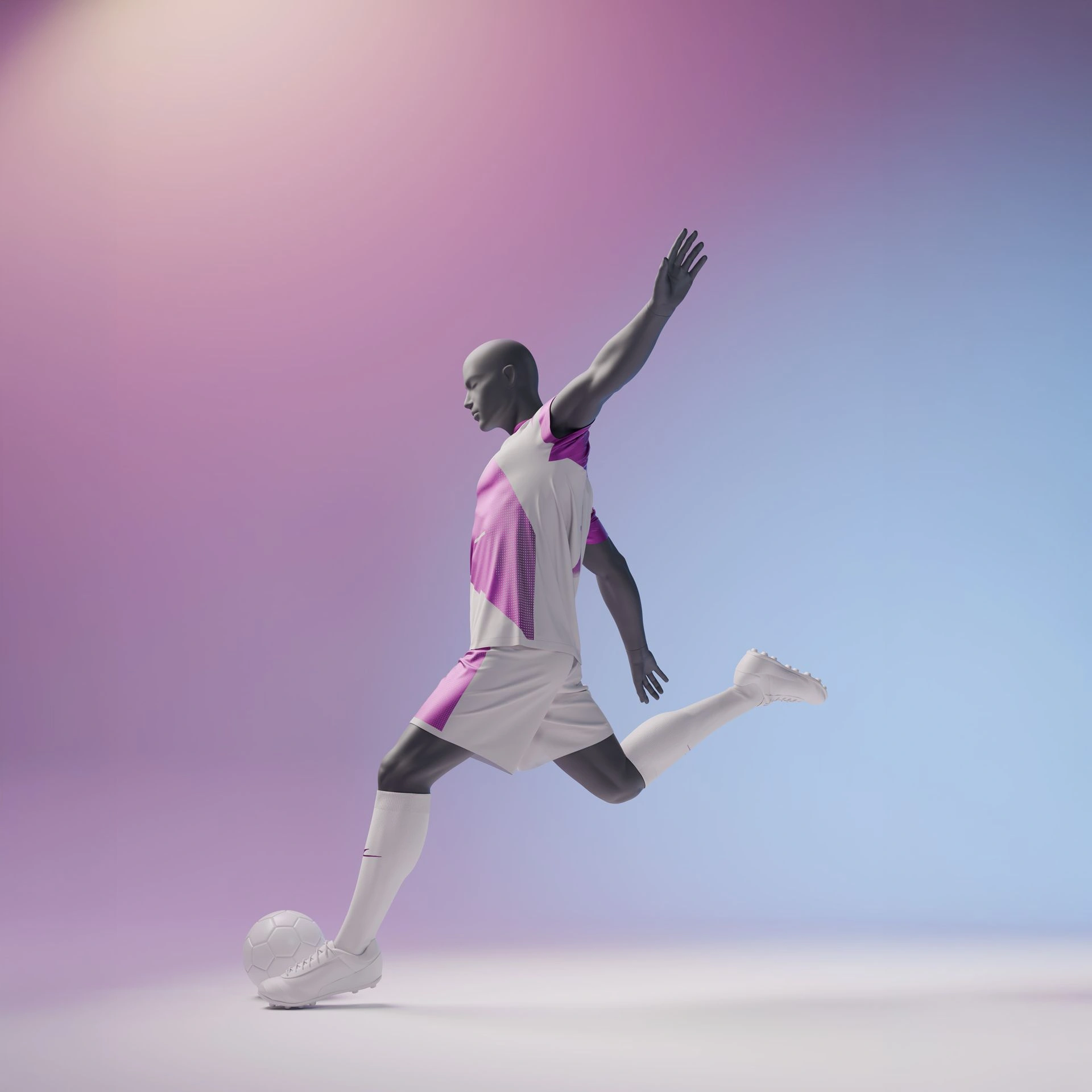 BINK - Soccer sport mannequin, male,  graphite grey, stylised head, standing pose 323