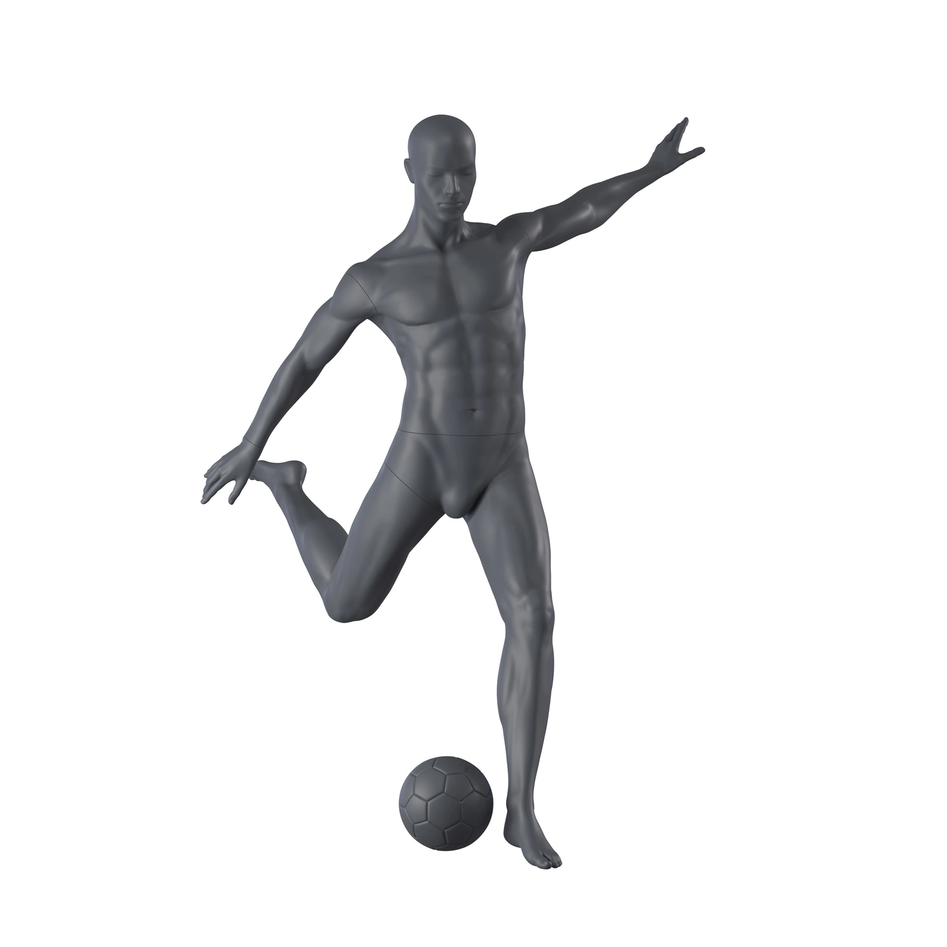 BINK - Fußball Schaufensterpuppe Herr, graphitgrau, stillierten Kopf, stehende Pose 323