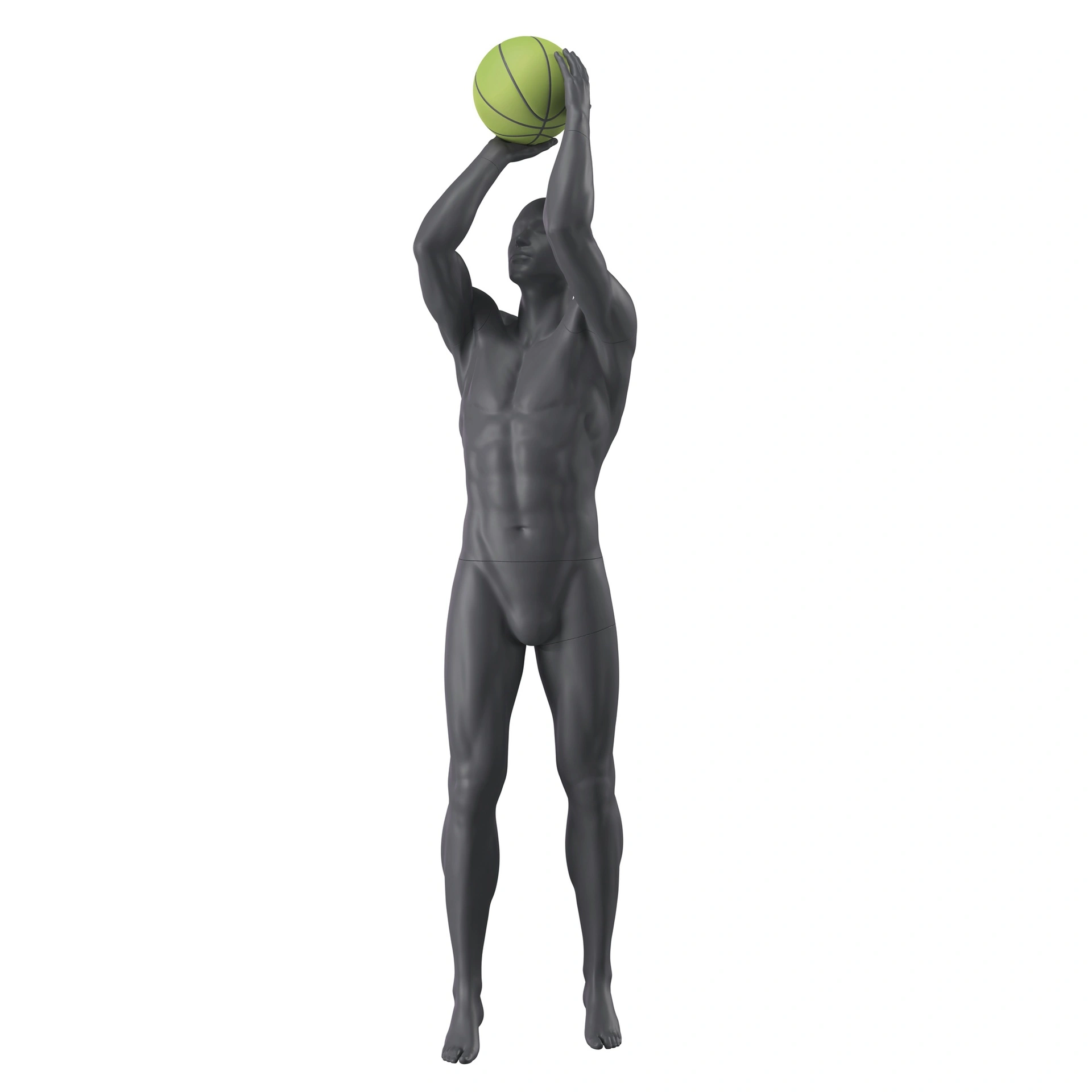 BINK - Mannequin homme de sport basket, gris graphite, tête stylisée, pose debout 398