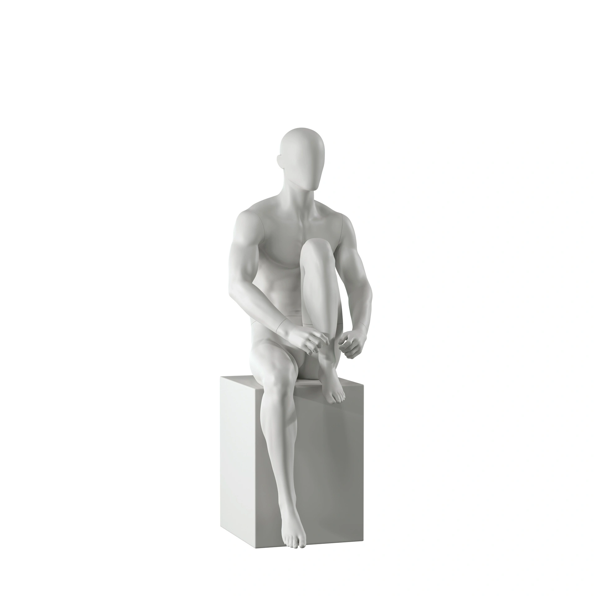 BINK - Sport mannequin, male, grey, abstract head, seated pose 332
