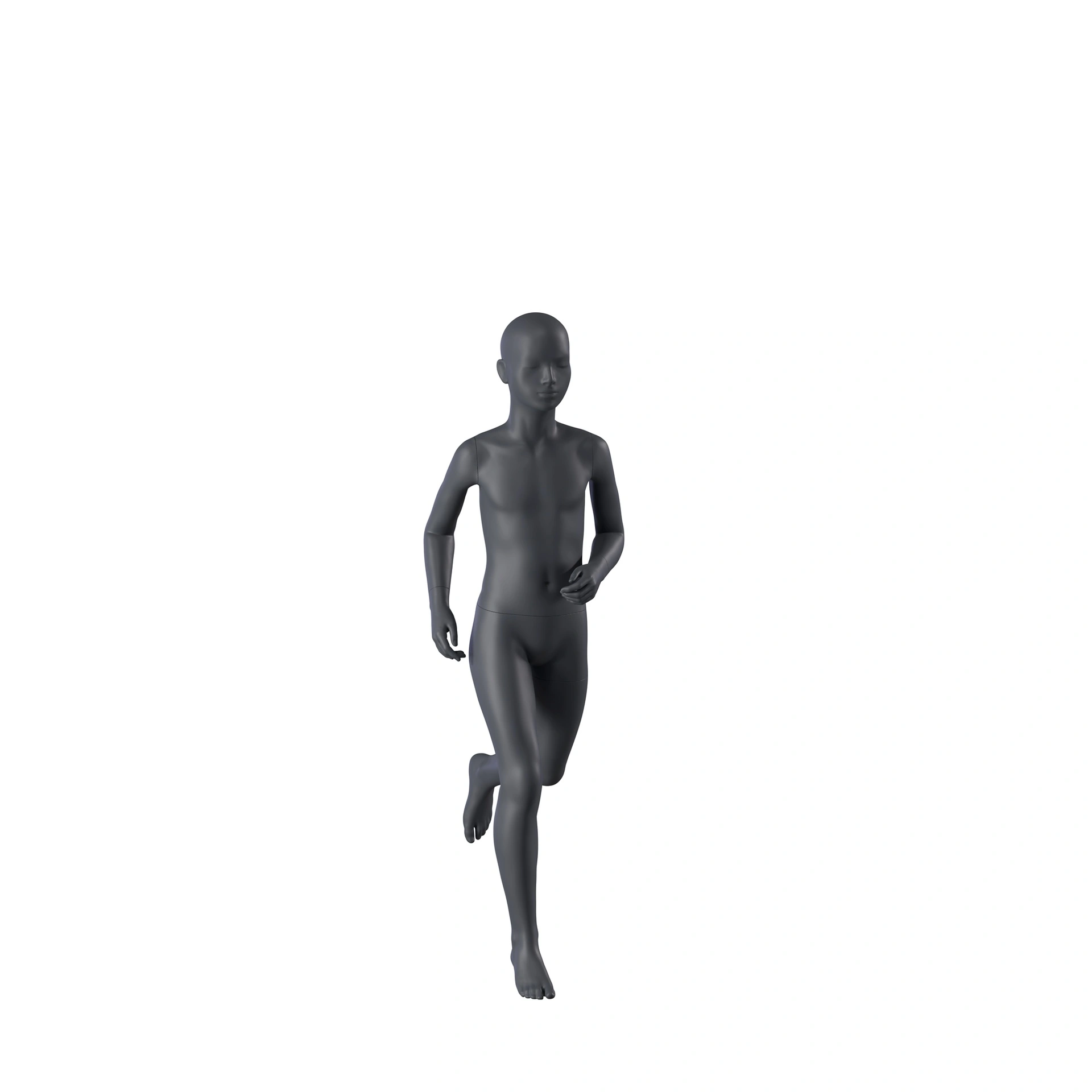 BINK - Mannequin sportif enfant en course, gris graphite, 10 ans, tête stylisée, pose 609