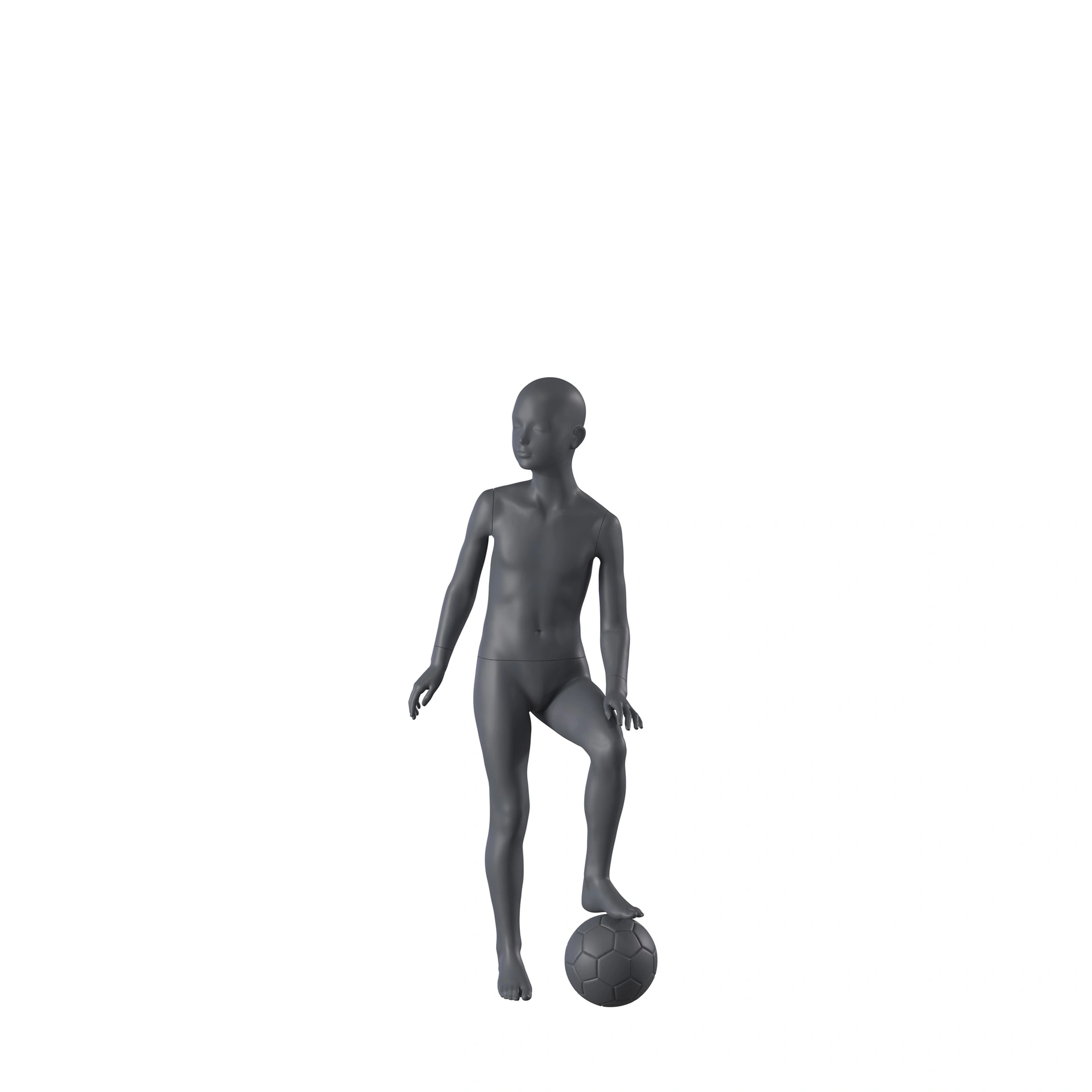 BINK - Maniquí deportivo de fútbol infantil, gris grafito, 8 años, cabeza estilizada, postura 610