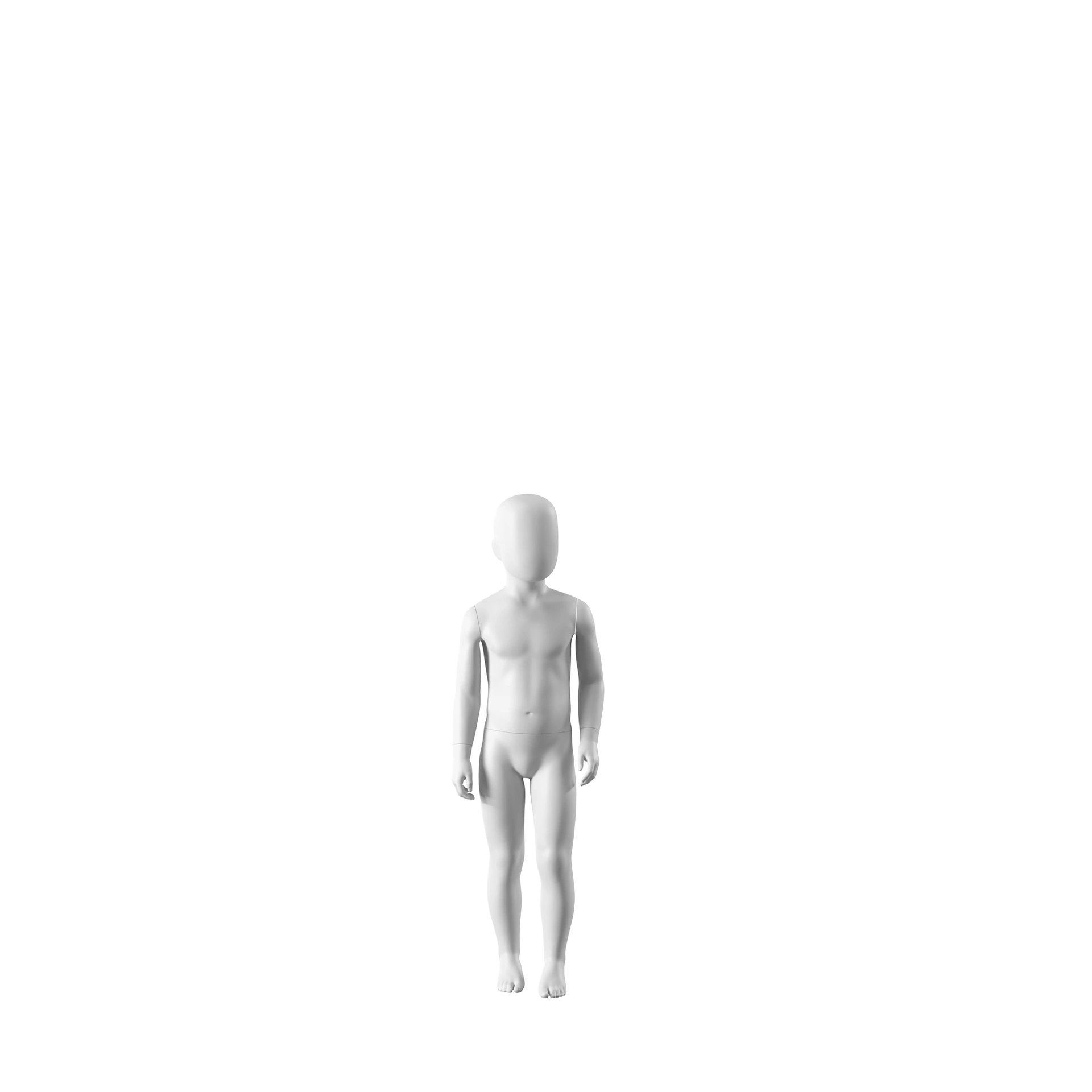 Maniquí infantil abstracto blanco, con cabeza abstracta, de 4 años, en blanco, postura CM316