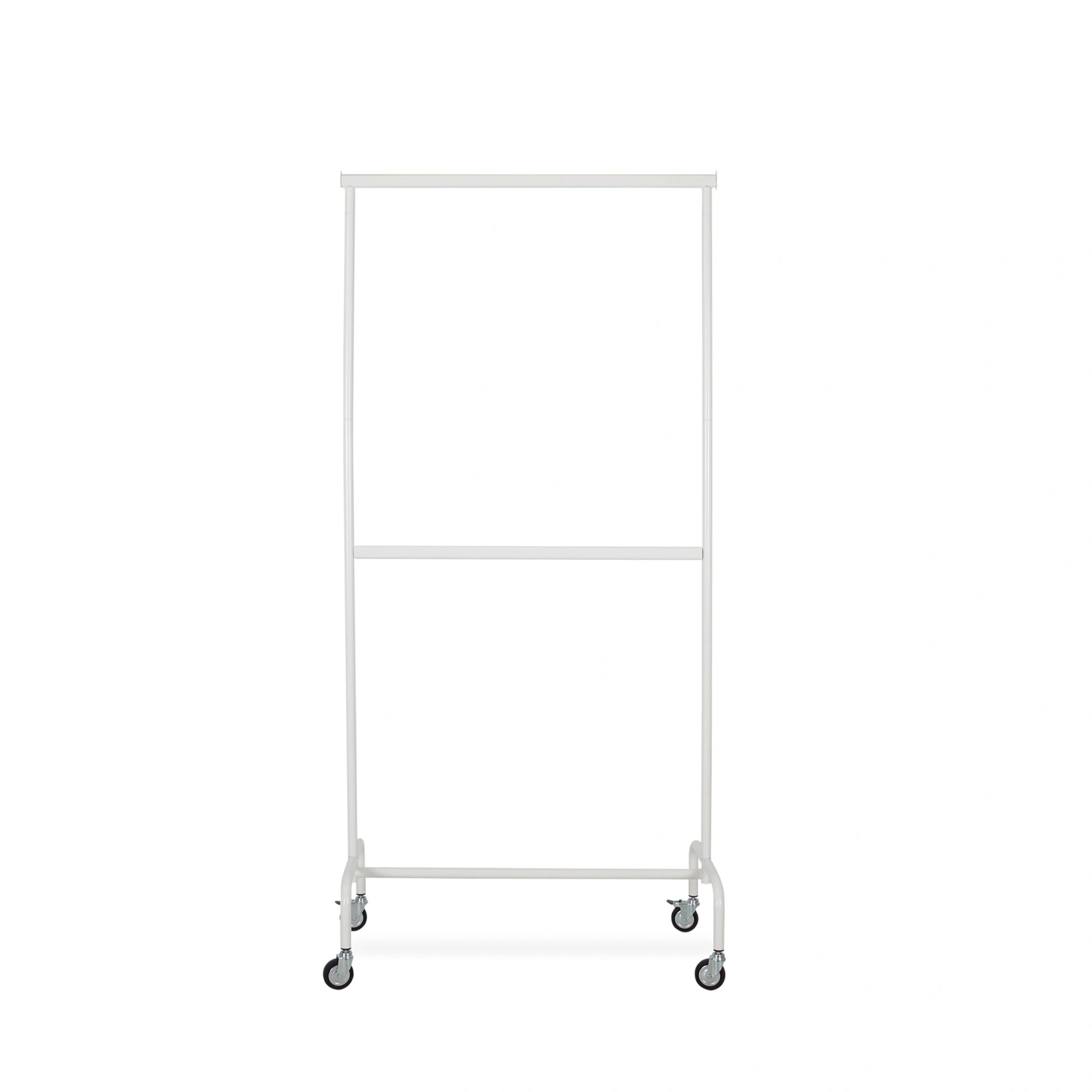 BINK - Rolling garment rack with wheels and adjustable middle bar, 100cm, white powder coating