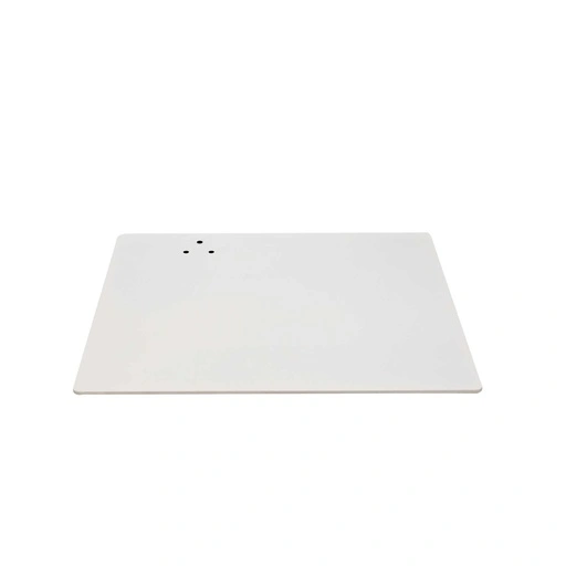 Rechthoekige voetplaat 40x35 cm, gepoederlakt staal wit, kuitpinconnector exclusief (10.5x4 cm)  