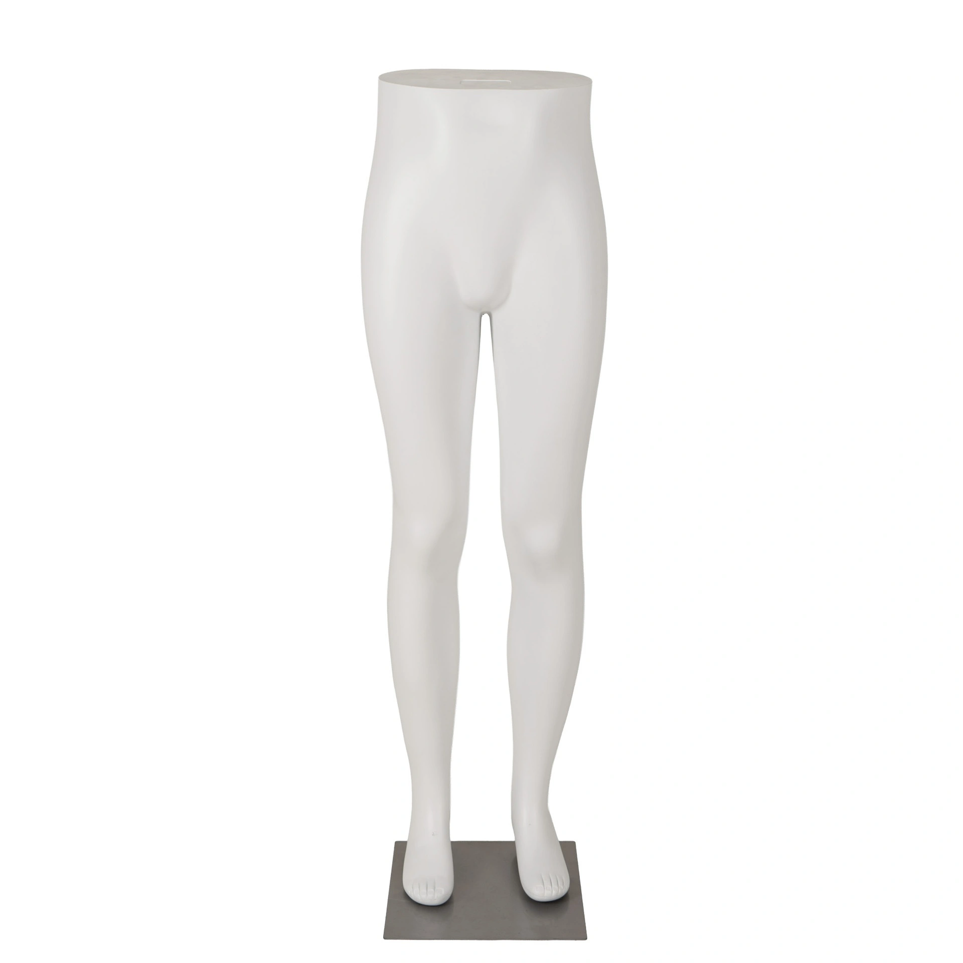 Présentoir pantalon blanc pour homme, plastique, socle en métal et pin de pied