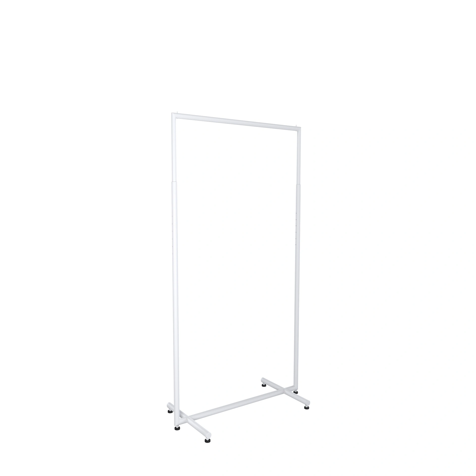 Adjustable clothing rack, round metal tubes, width 90cm, white matt