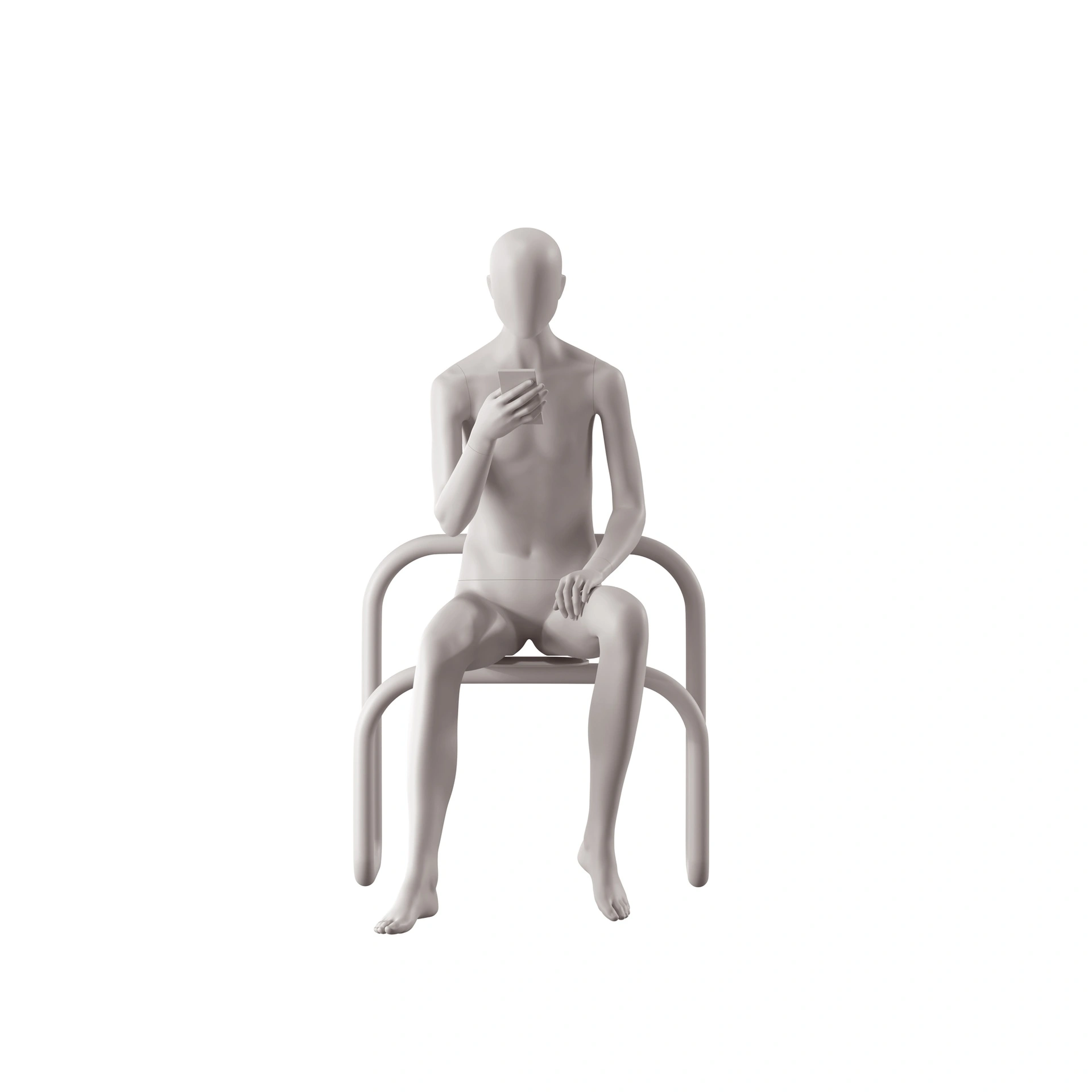 Mannequin unisexe, collection NXT - gen Z, couleur gris clair, pose assise 001