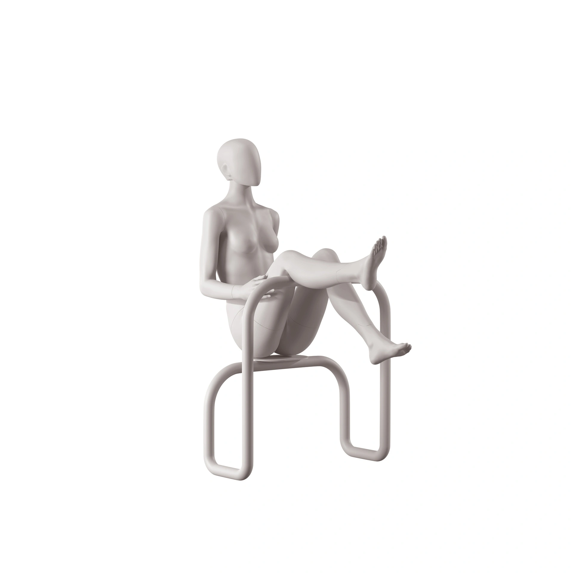 Damenschaufensterpuppe, Kollektion NXT - Gen Z, Farbe Hellgrau, sitzende Pose 002