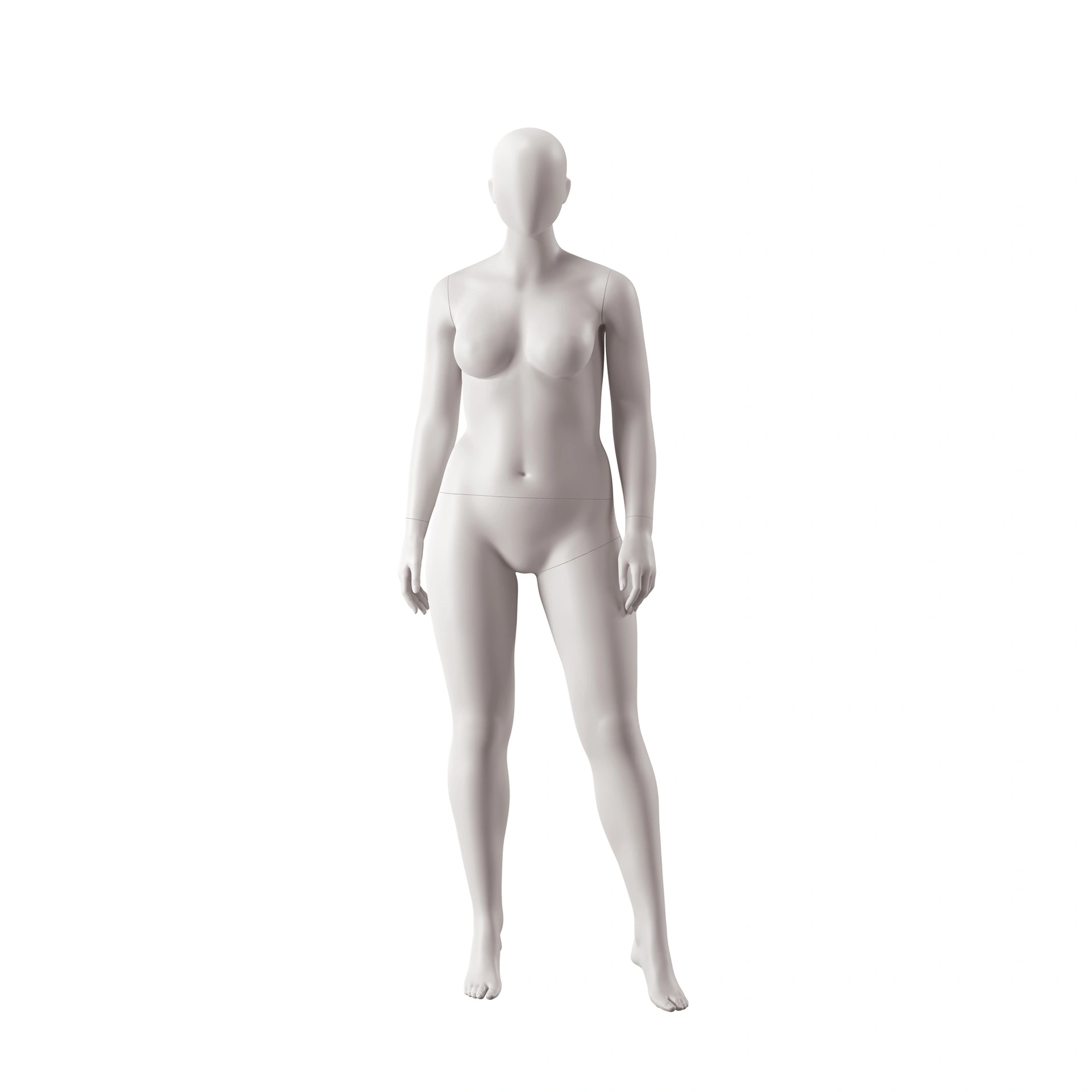 Vollschlanke Damen-Schaufensterpuppe, Kollektion NXT - Gen Z, Farbe Hellgrau, stehende Pose 019