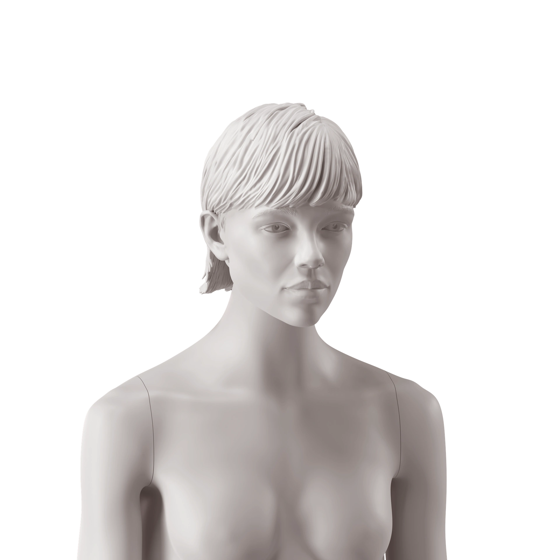 BINK - Cabeza femenina con cabello estilizado, color gris claro